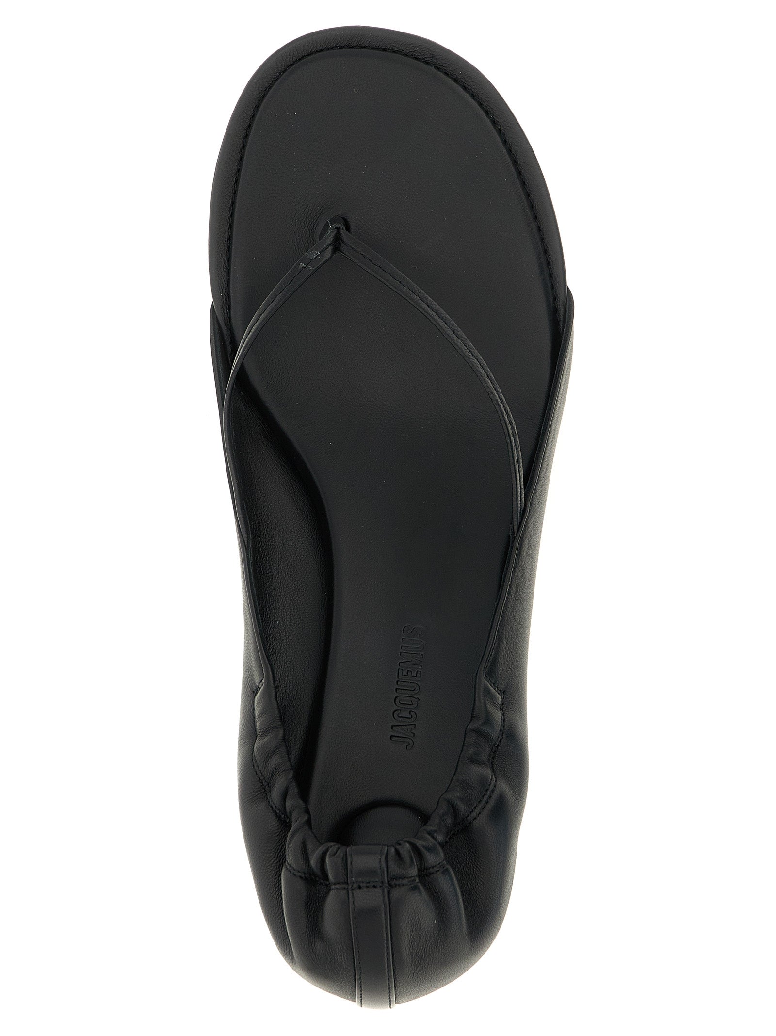 Black Lamb Leather Flat Sandals