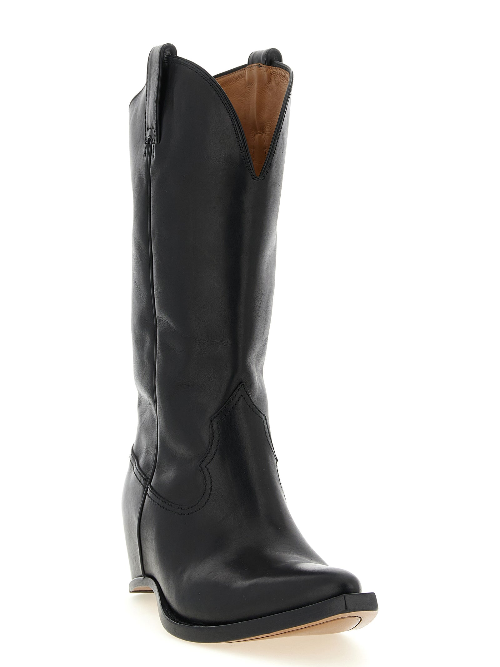 Black Bovine Leather Over The Knee