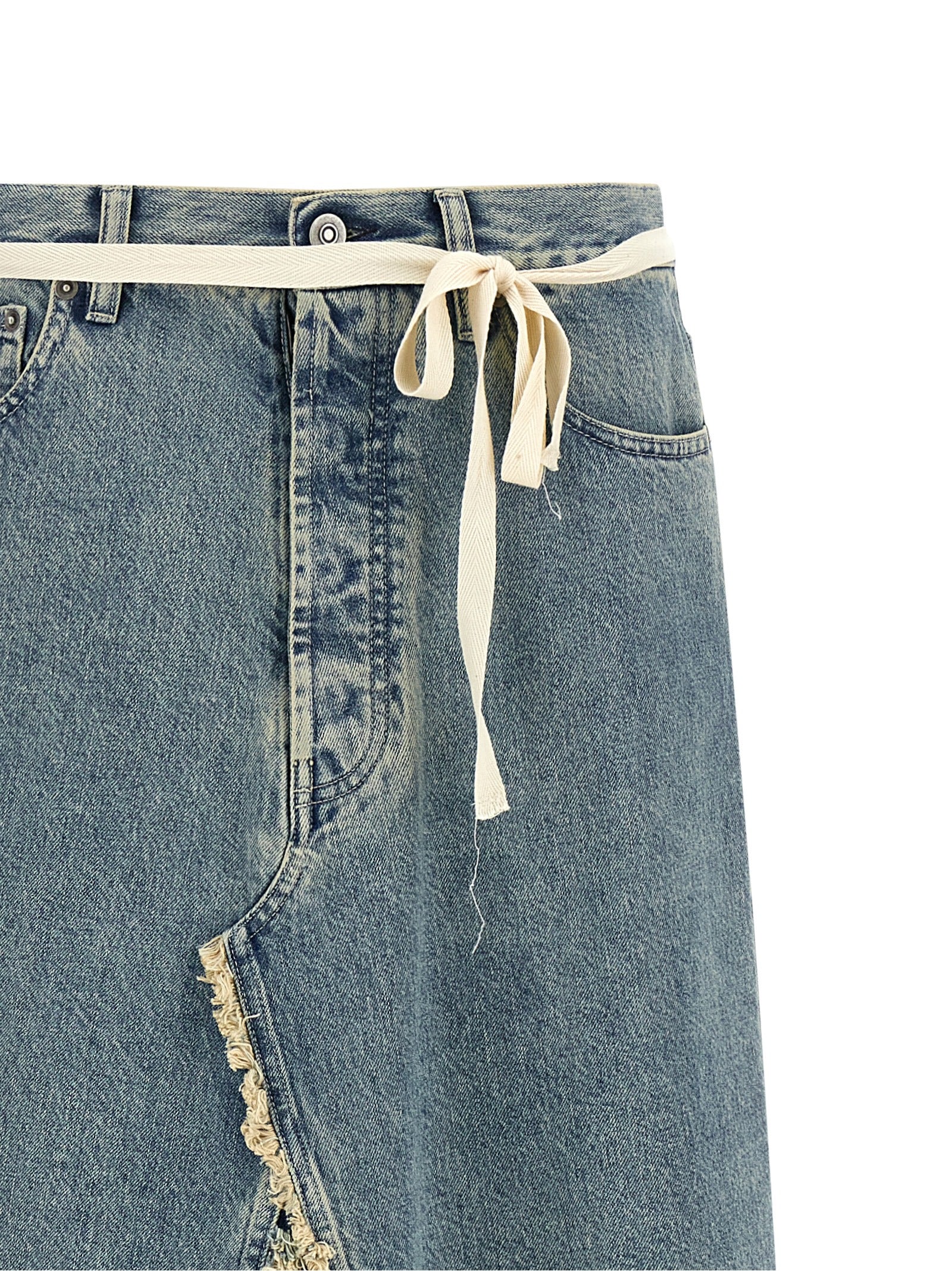 Blue Cotton Mini Skirt