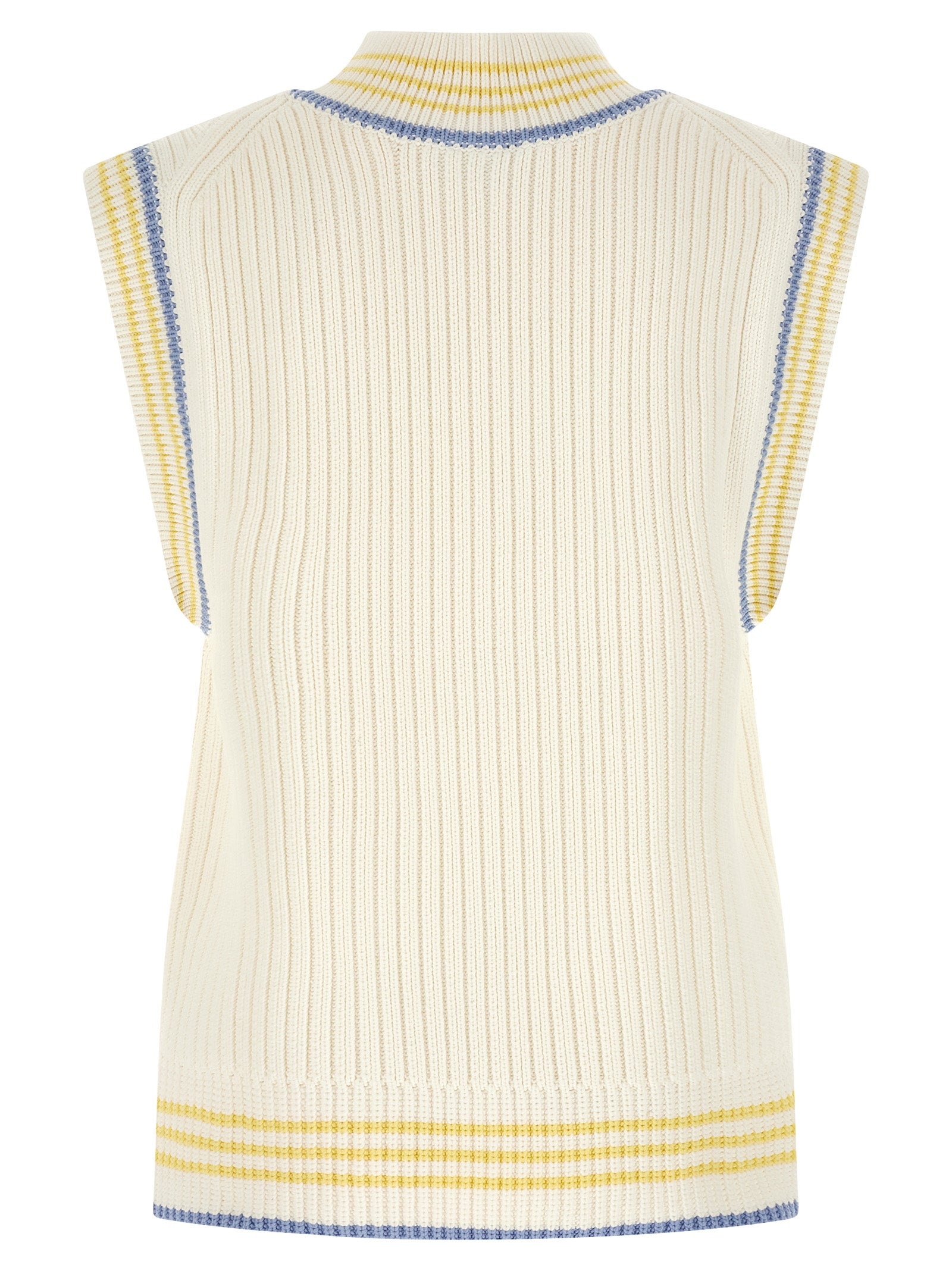 White Cotton Sleeveles Sweater