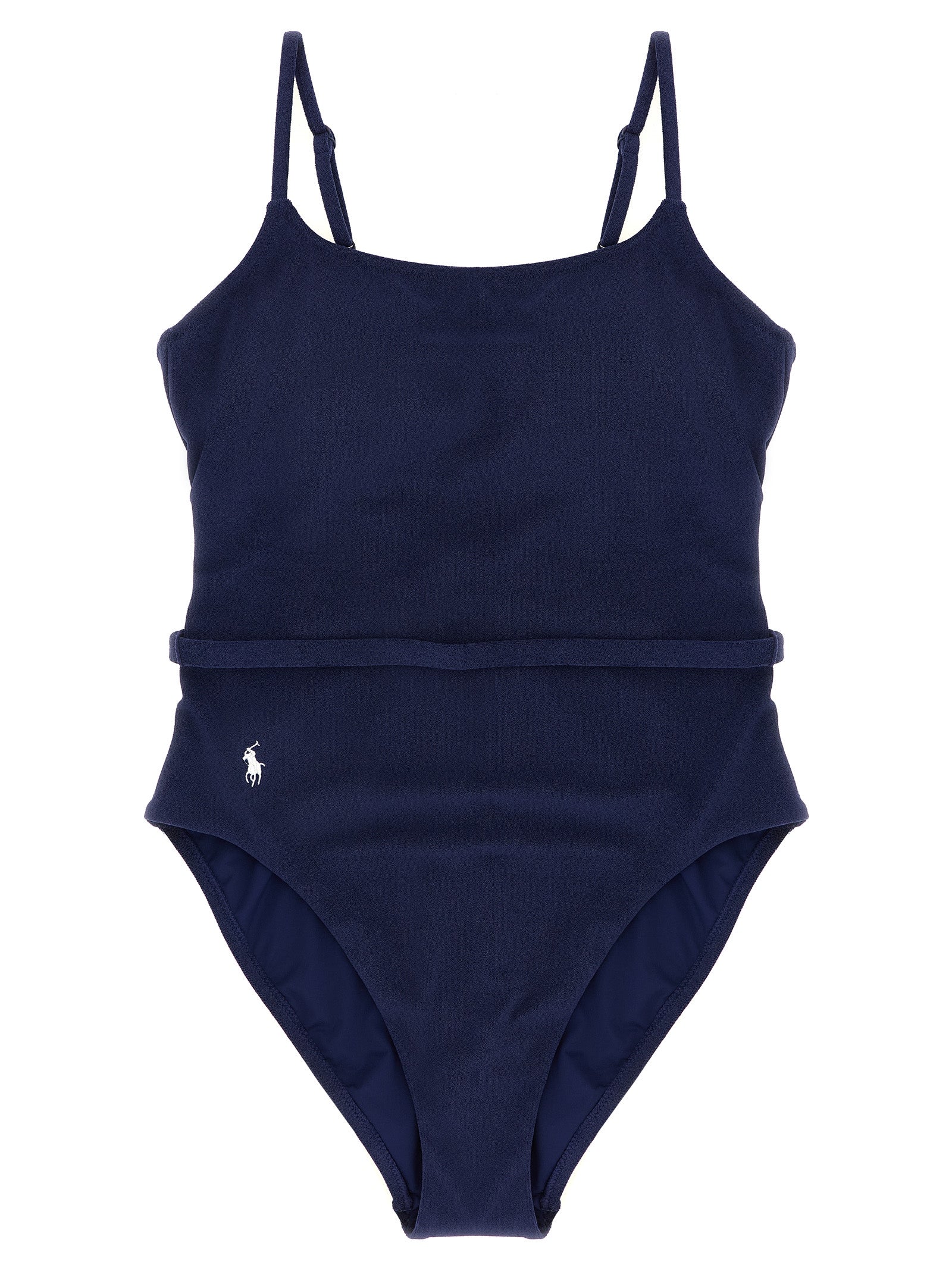 Blue Polyester One-Piece Swimsuit
