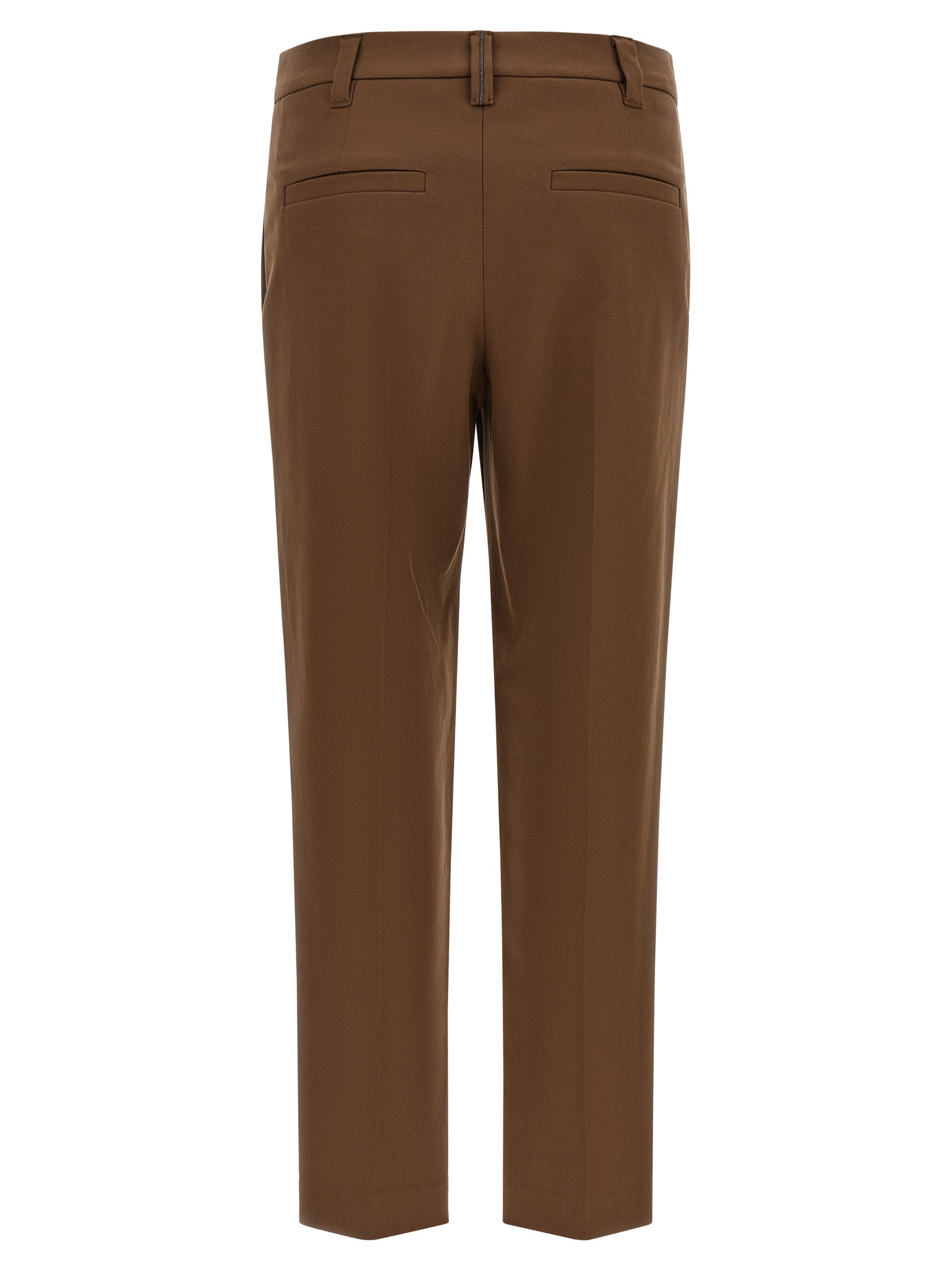 Brown Cotton Cropped Pants