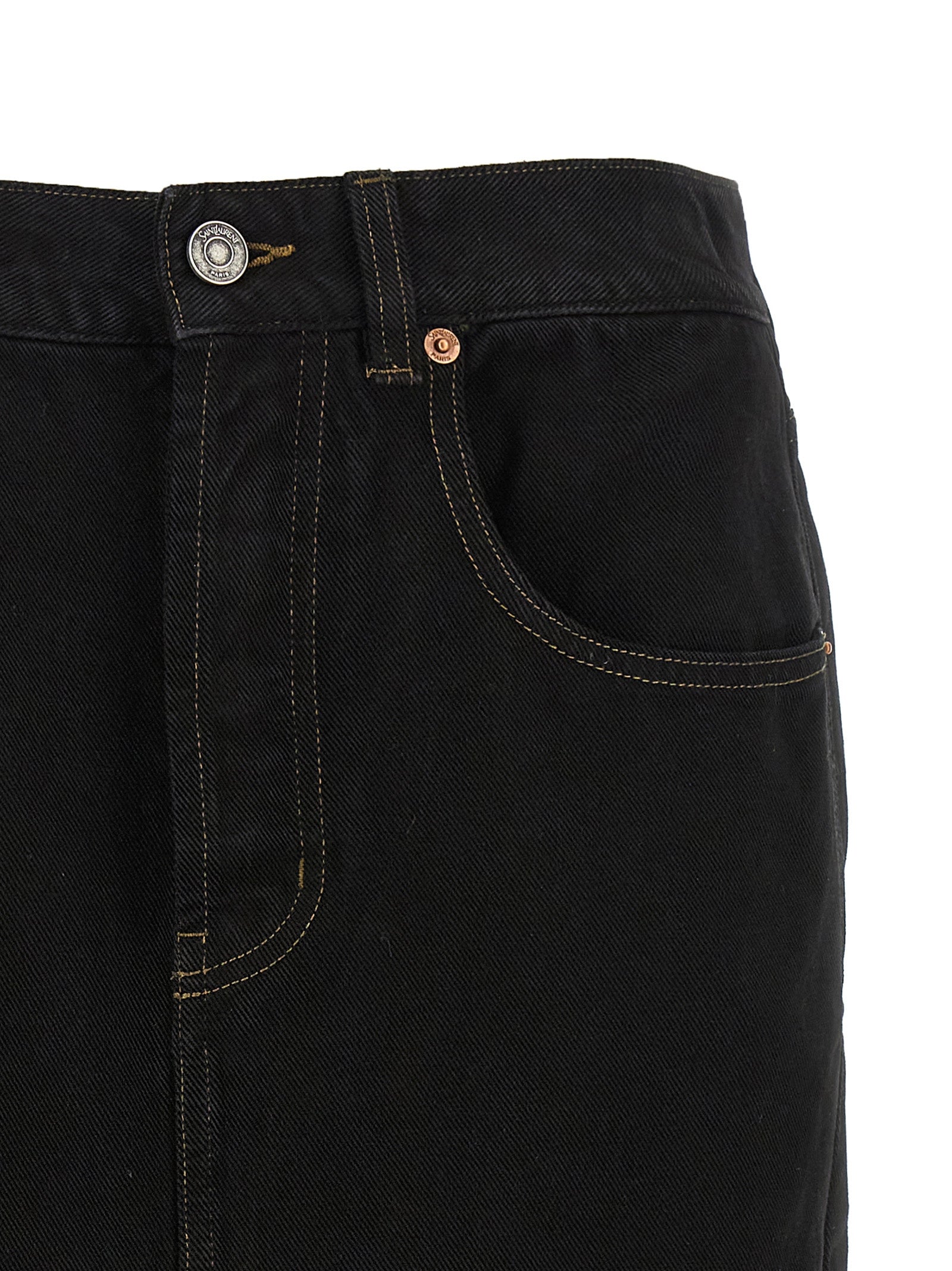 Black Cotton Midi Skirt