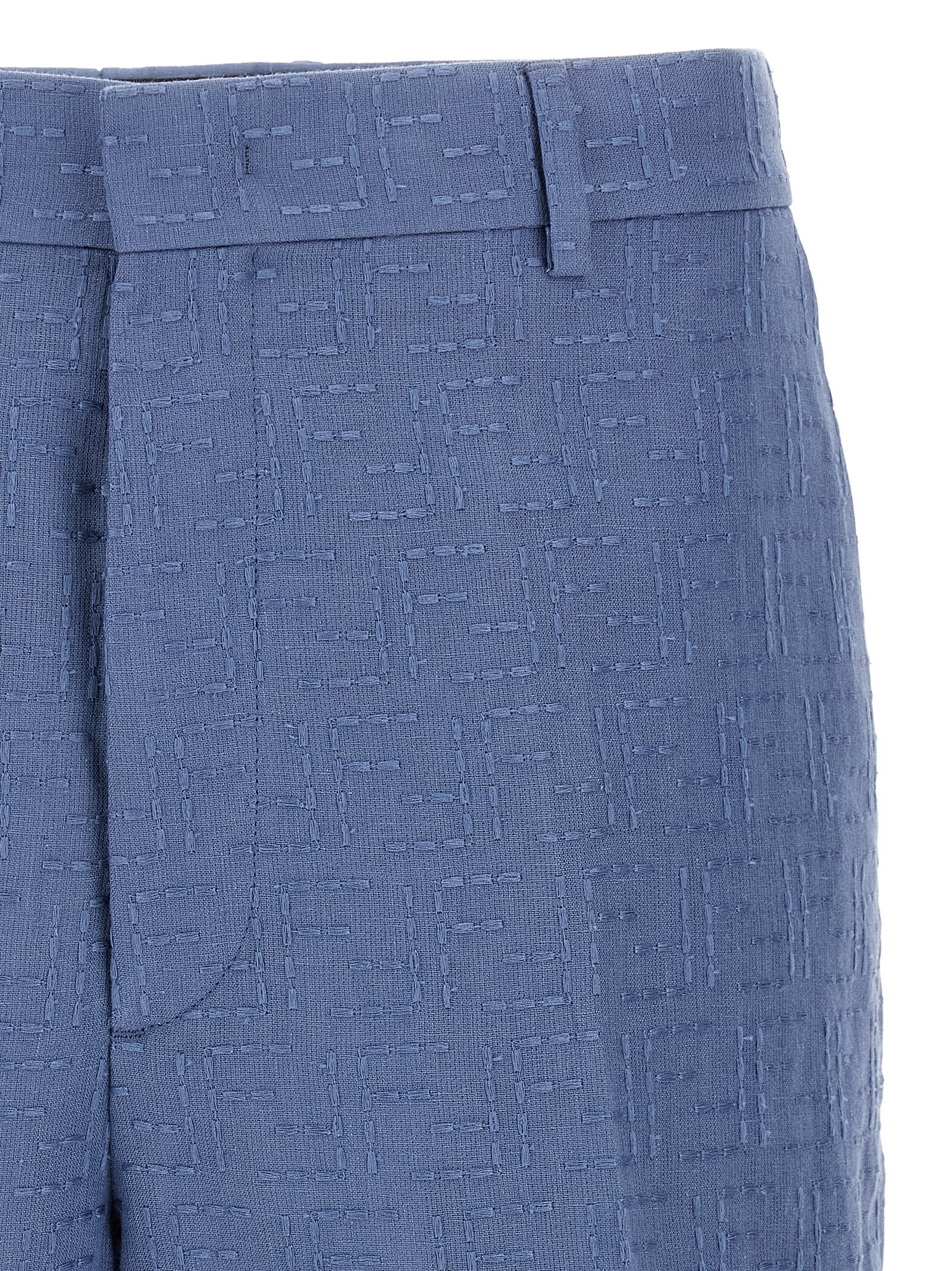 Blue Linen Bermuda Shorts