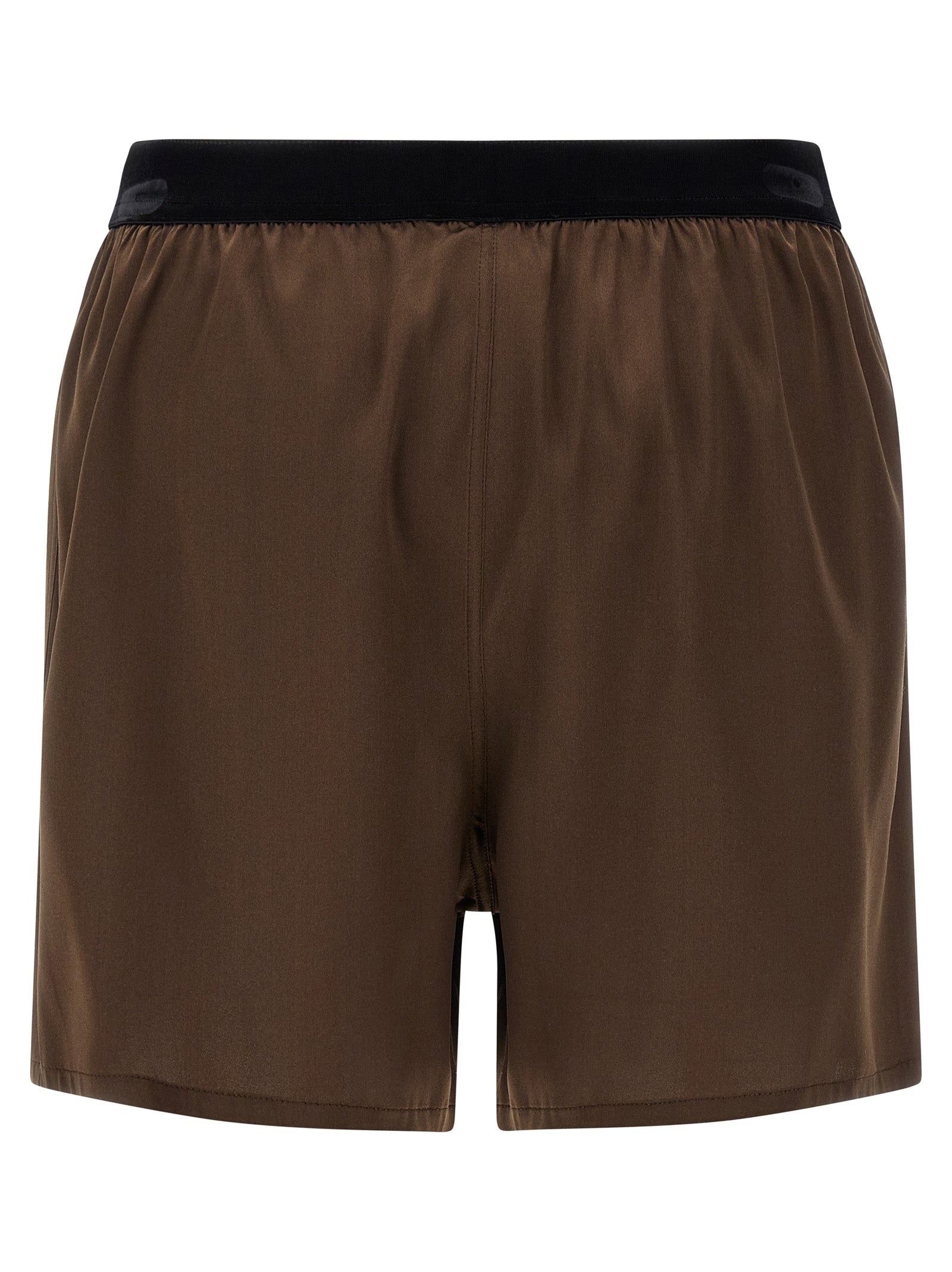Brown Silk Bermuda Shorts
