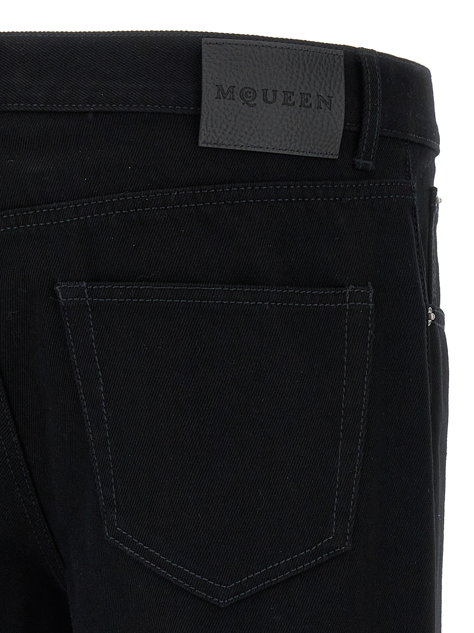 Black Cotton Straight-Leg Jeans