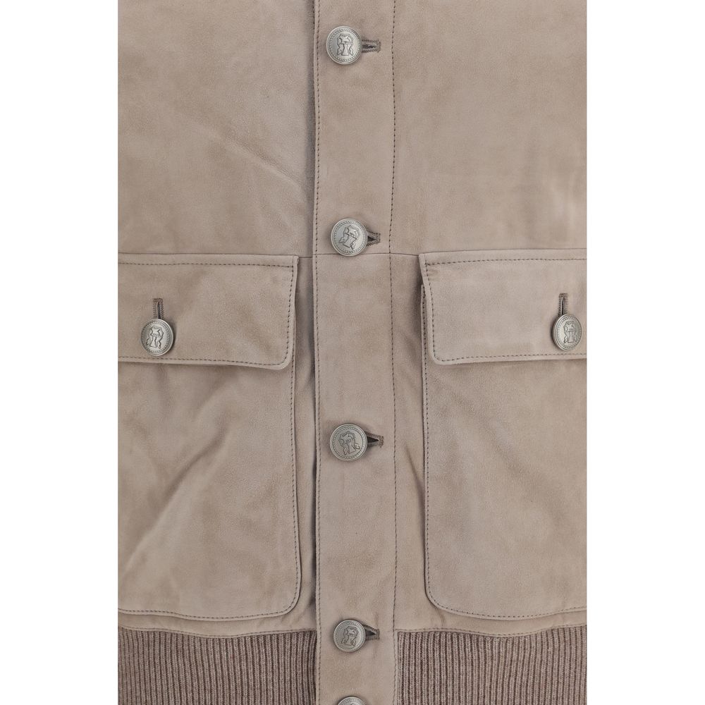 Beige Calf Leather Bos Taurus Full-Length Jacket
