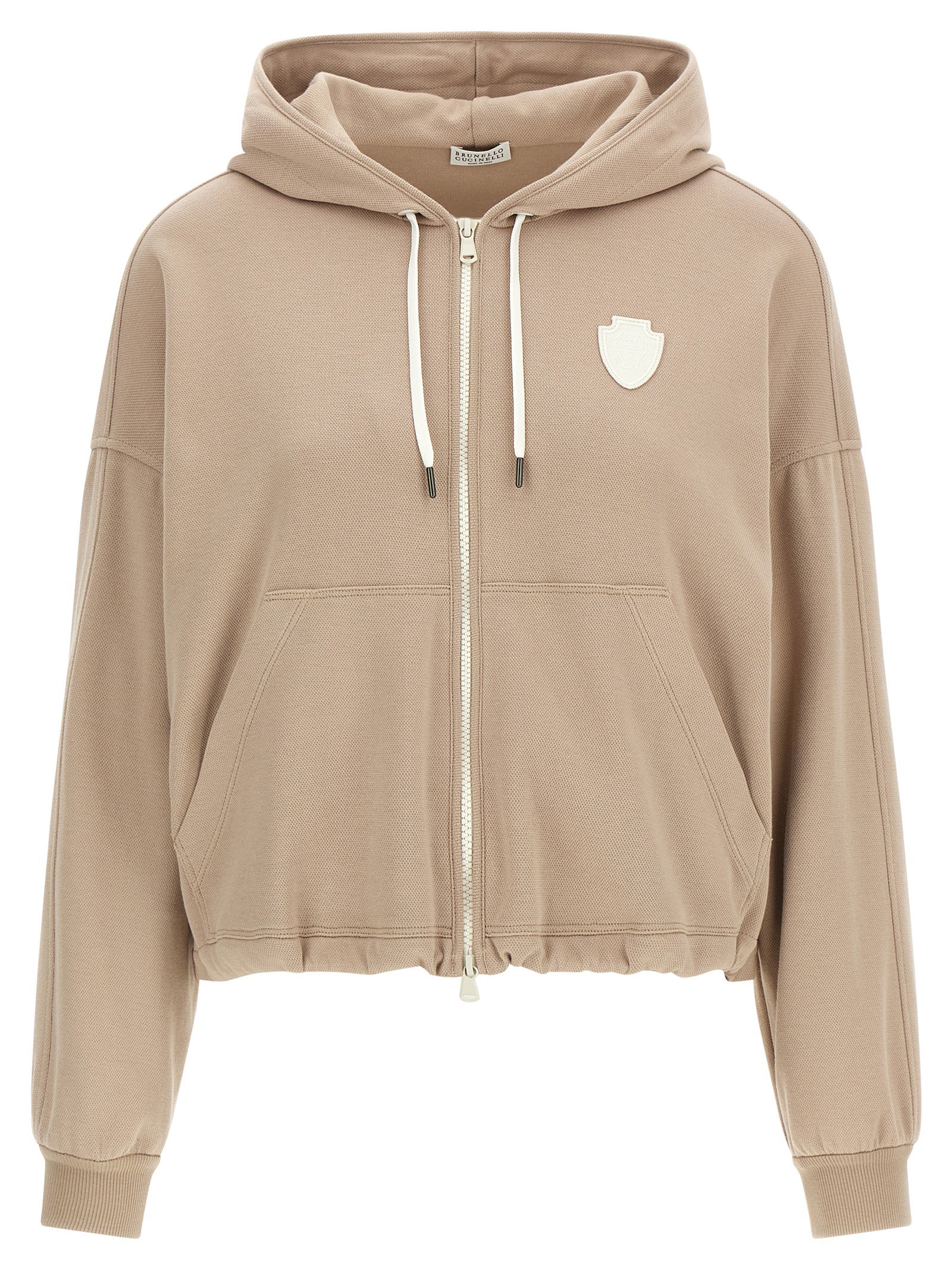 Beige Cotton Hoodie