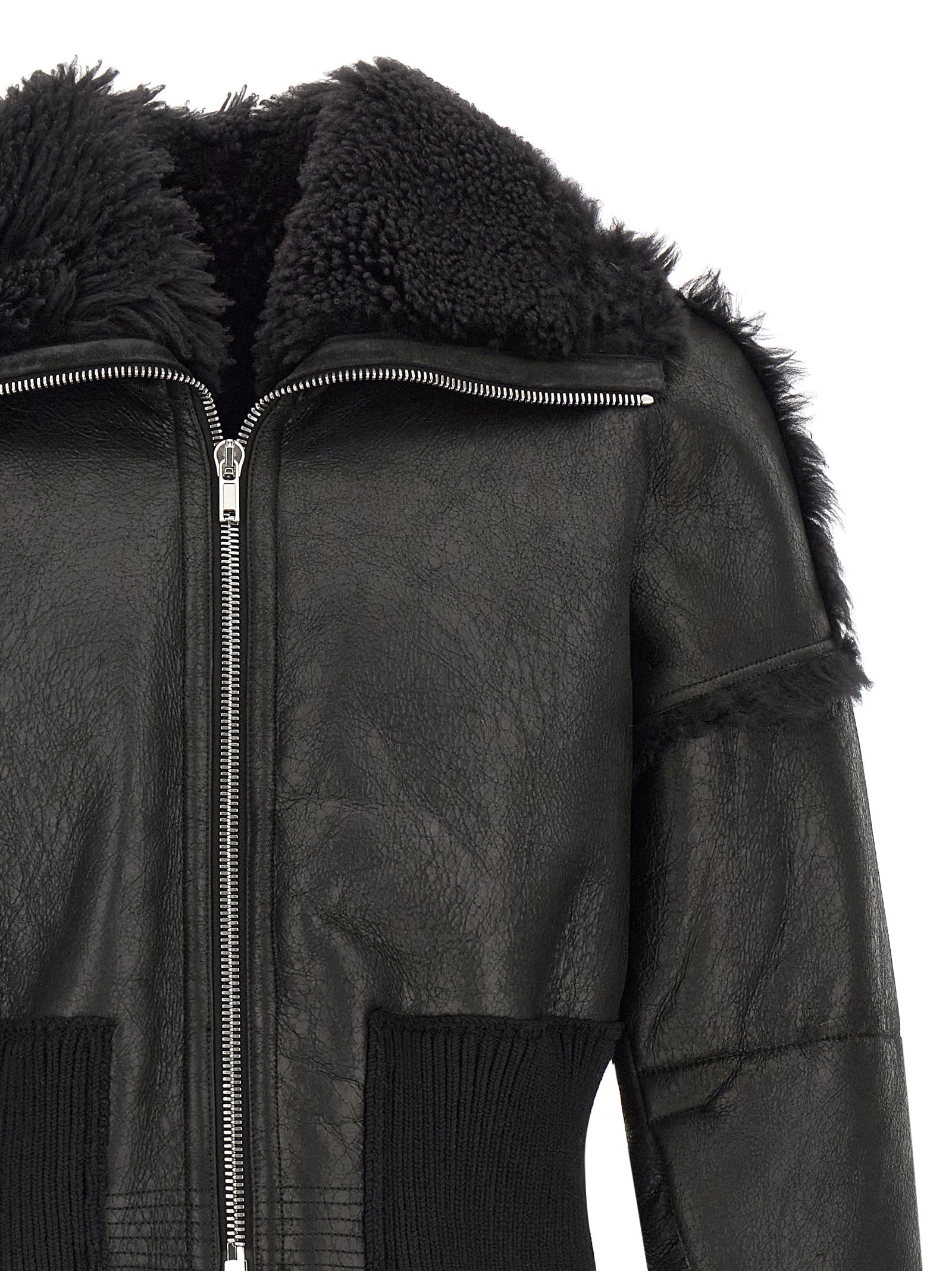 Black Lamb Fur Leather Jacket