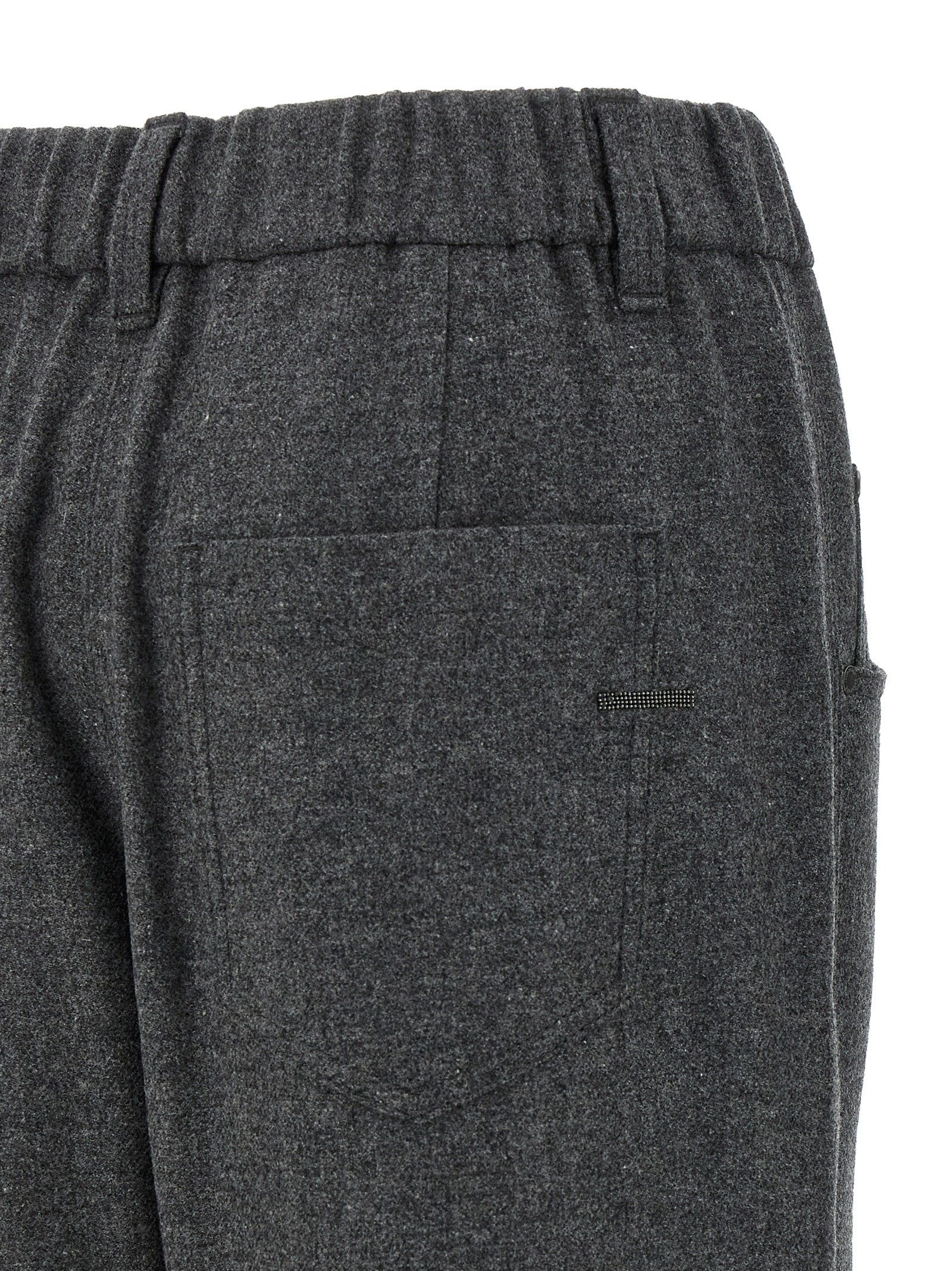 Gray Virgin Wool Casual Pants