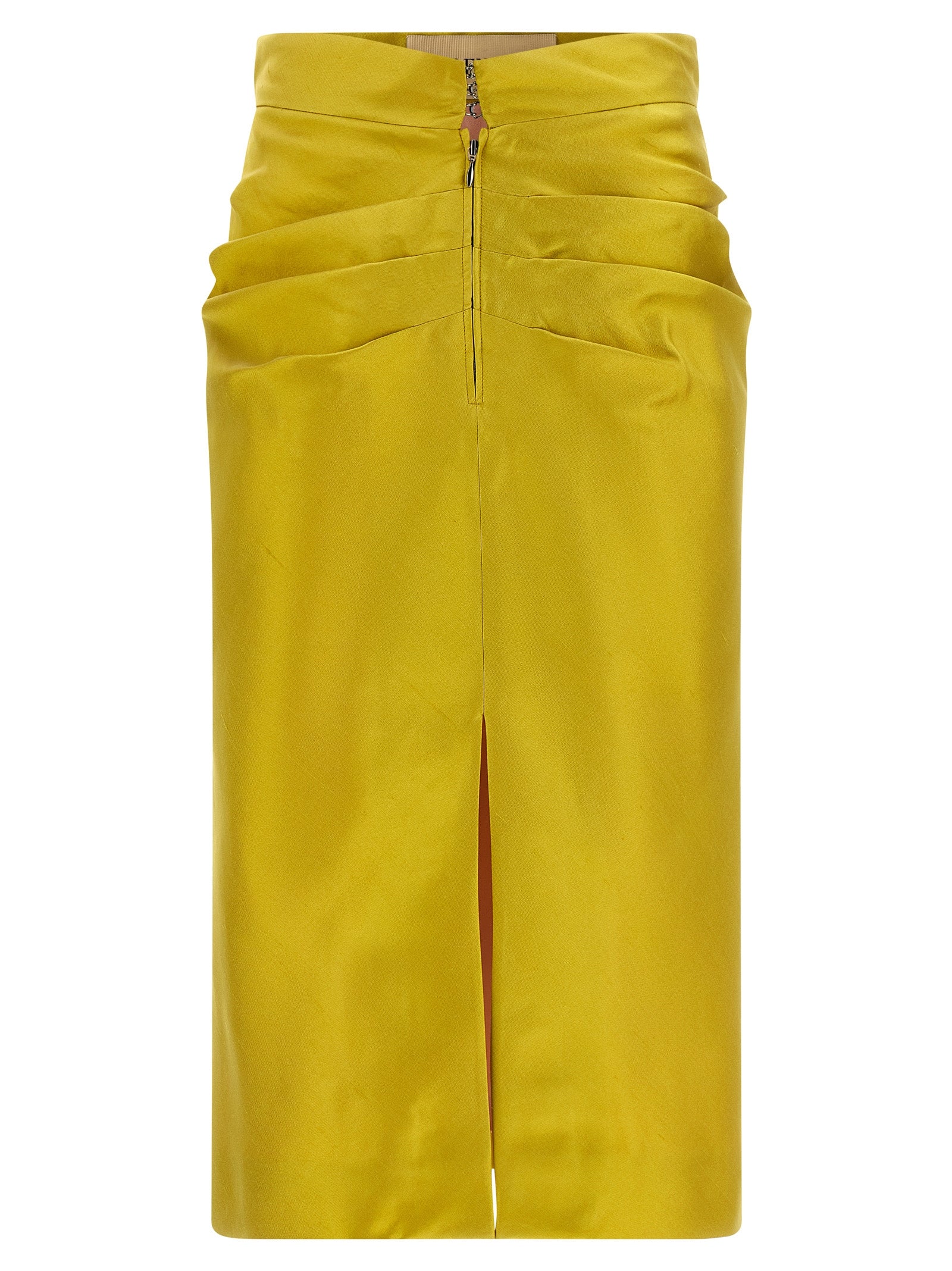 Bicolor Silk Midi Skirt