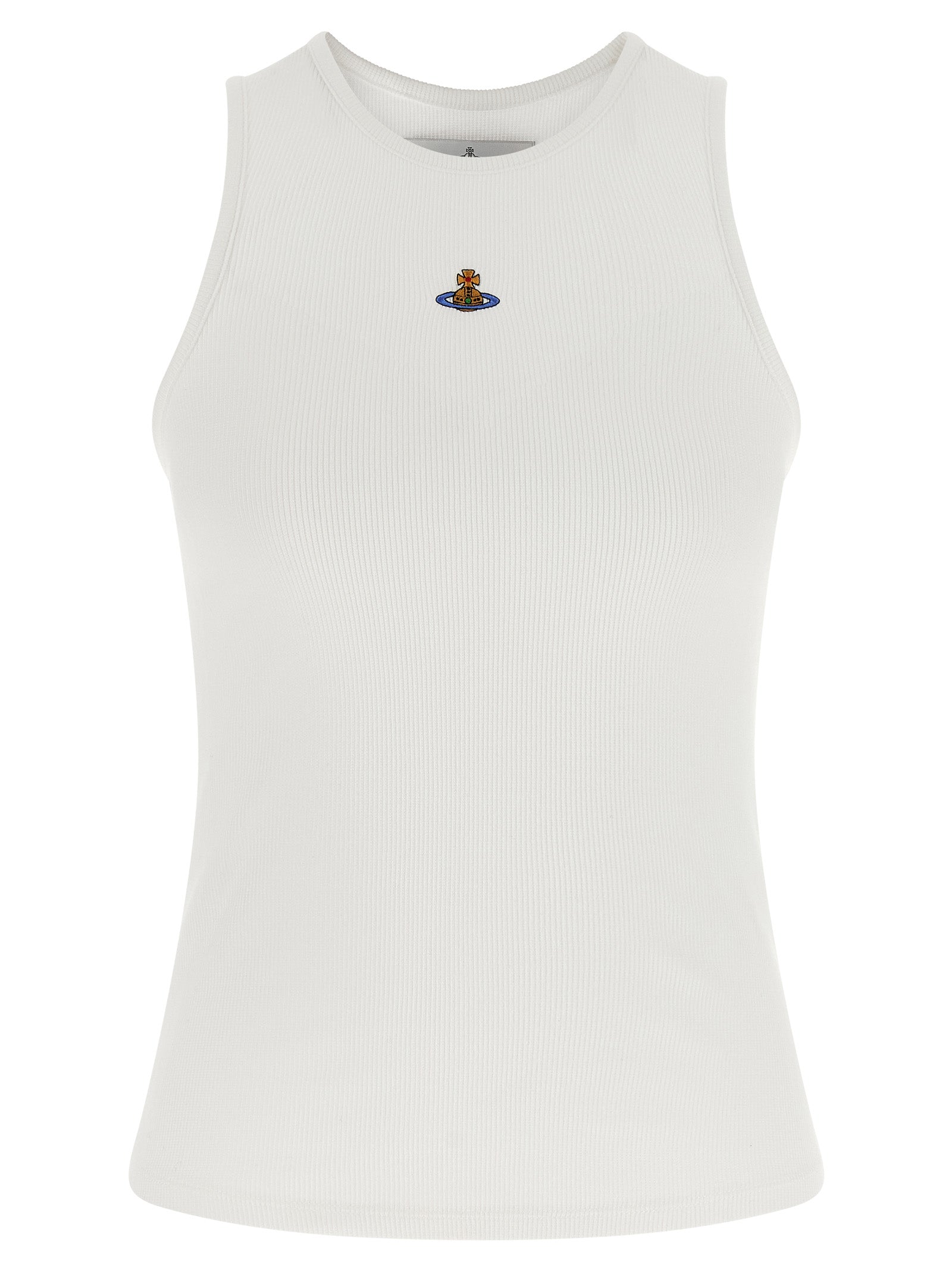 White Cotton Sleeveles T-Shirt