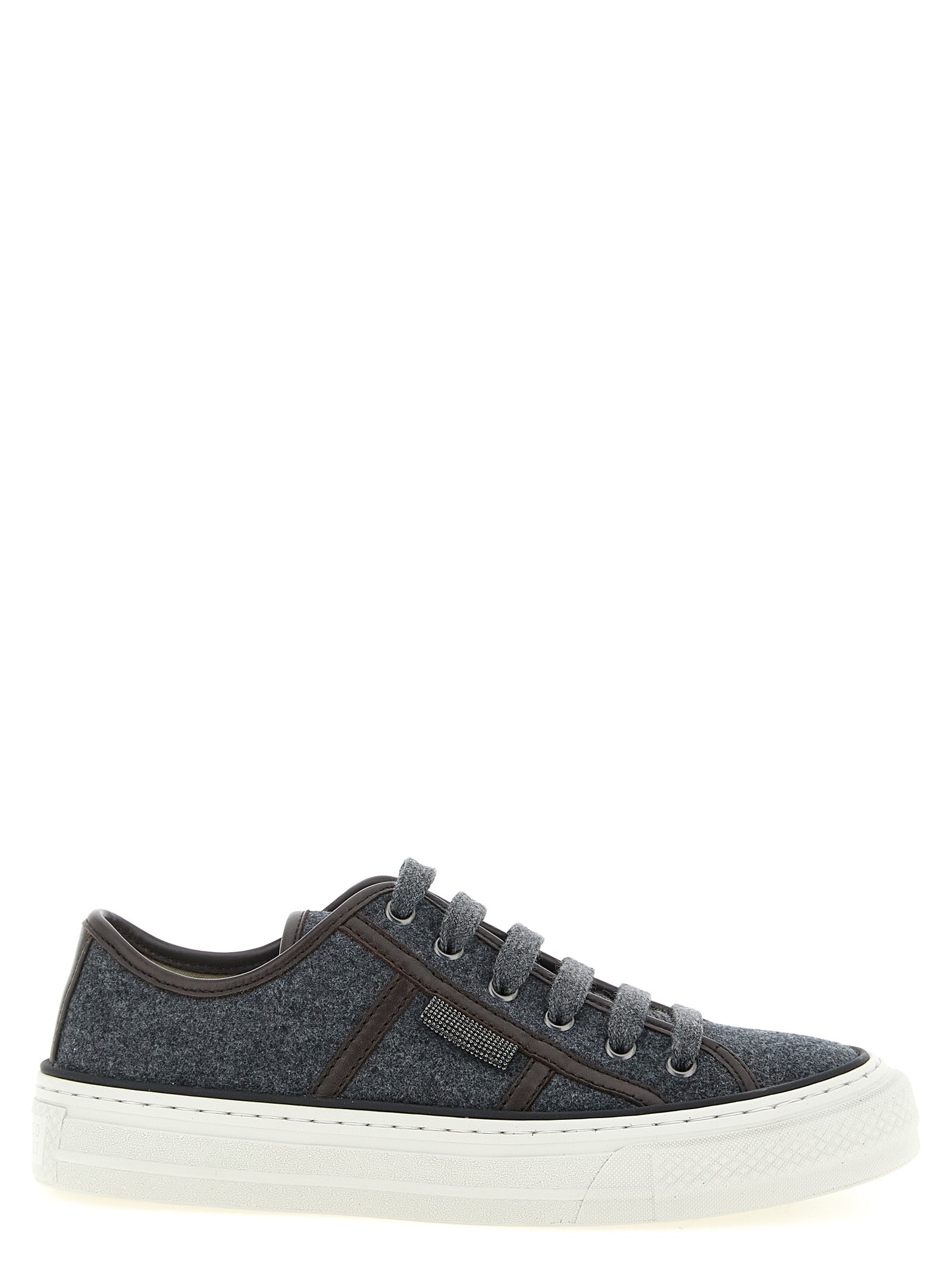 Gray Virgin Wool Low Top Sneakers