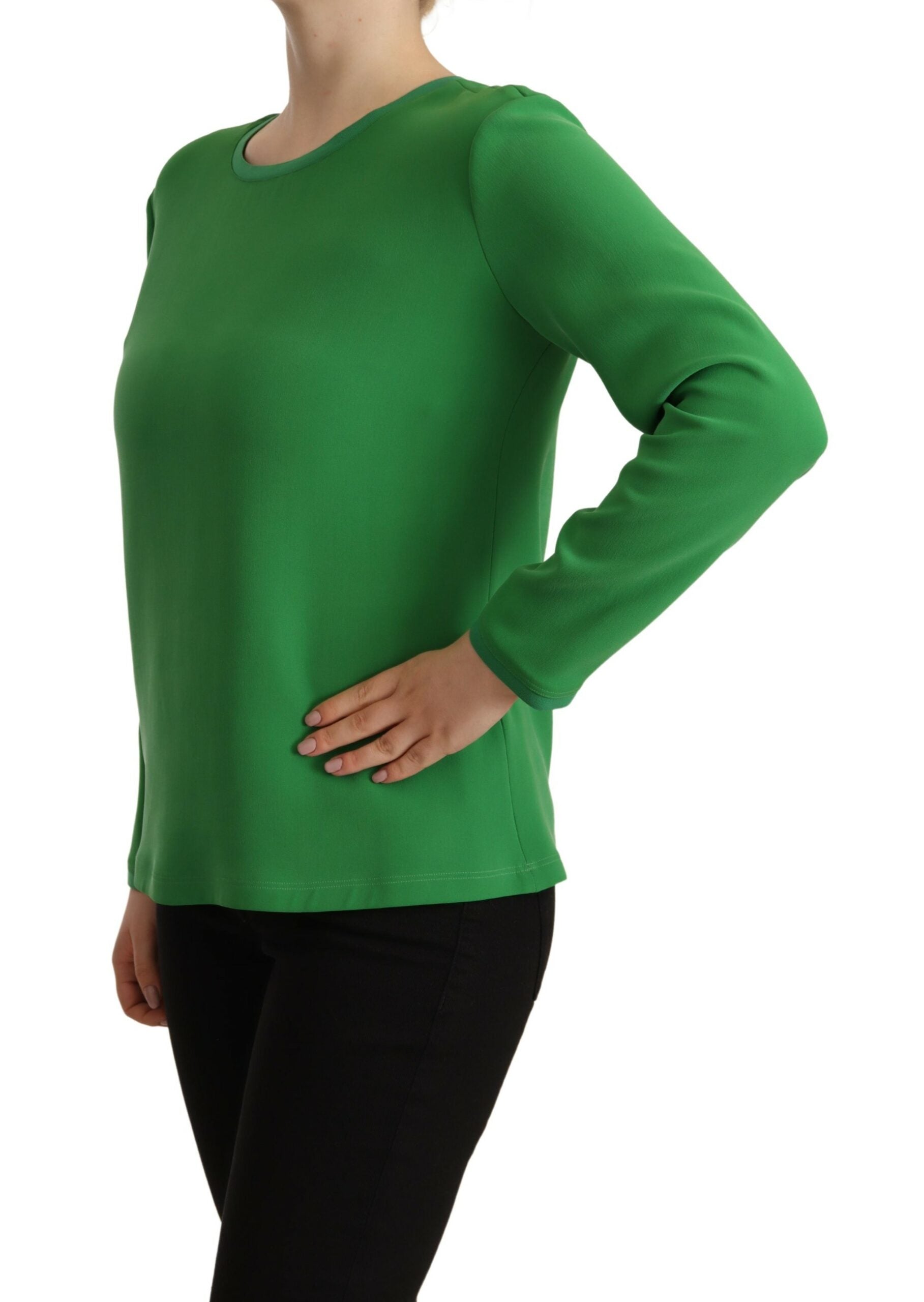 Suéter Armani de seda verde de manga larga y cuello redondo