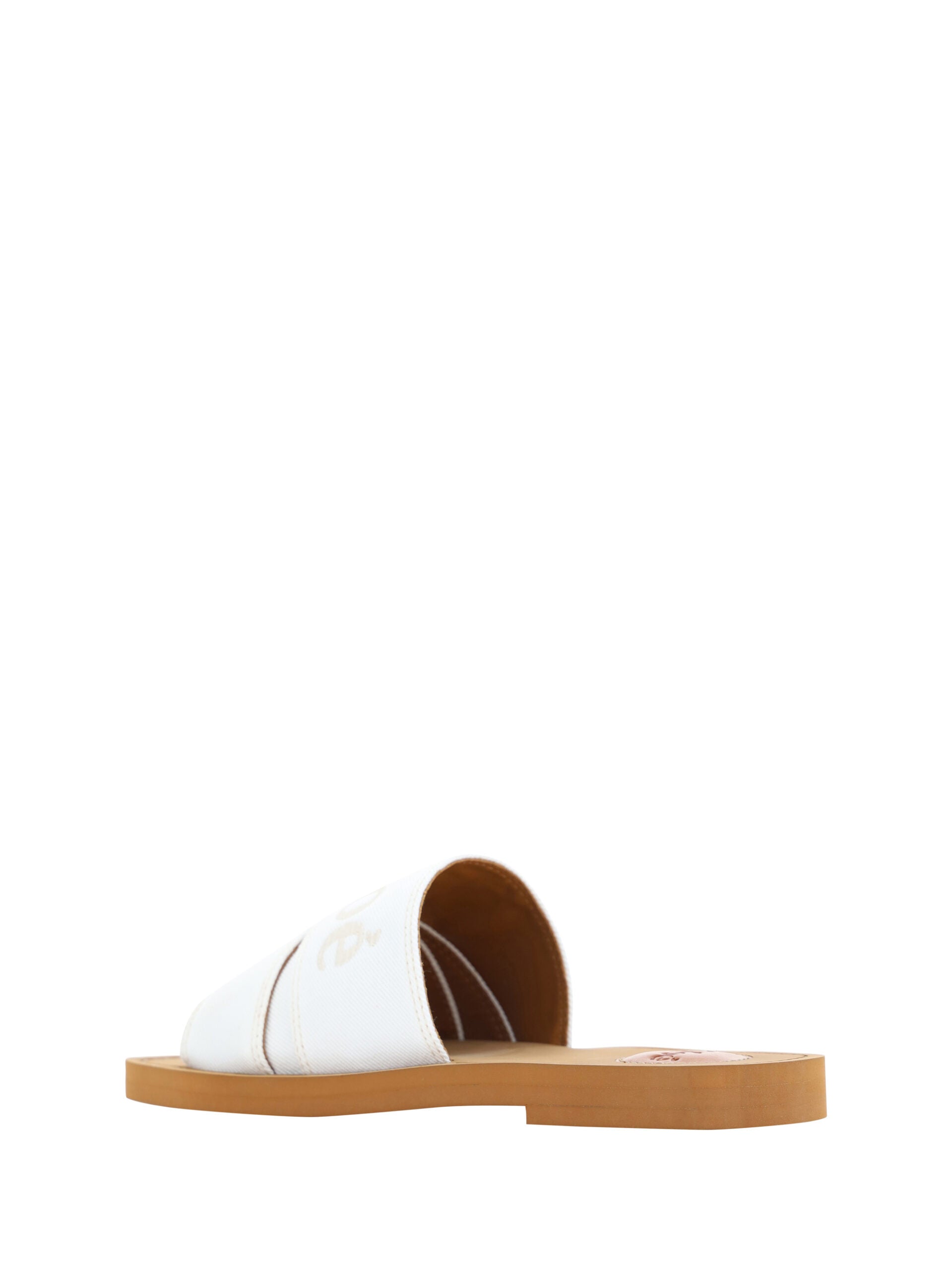 Chloé White Cotton Slides Woody Sandaler