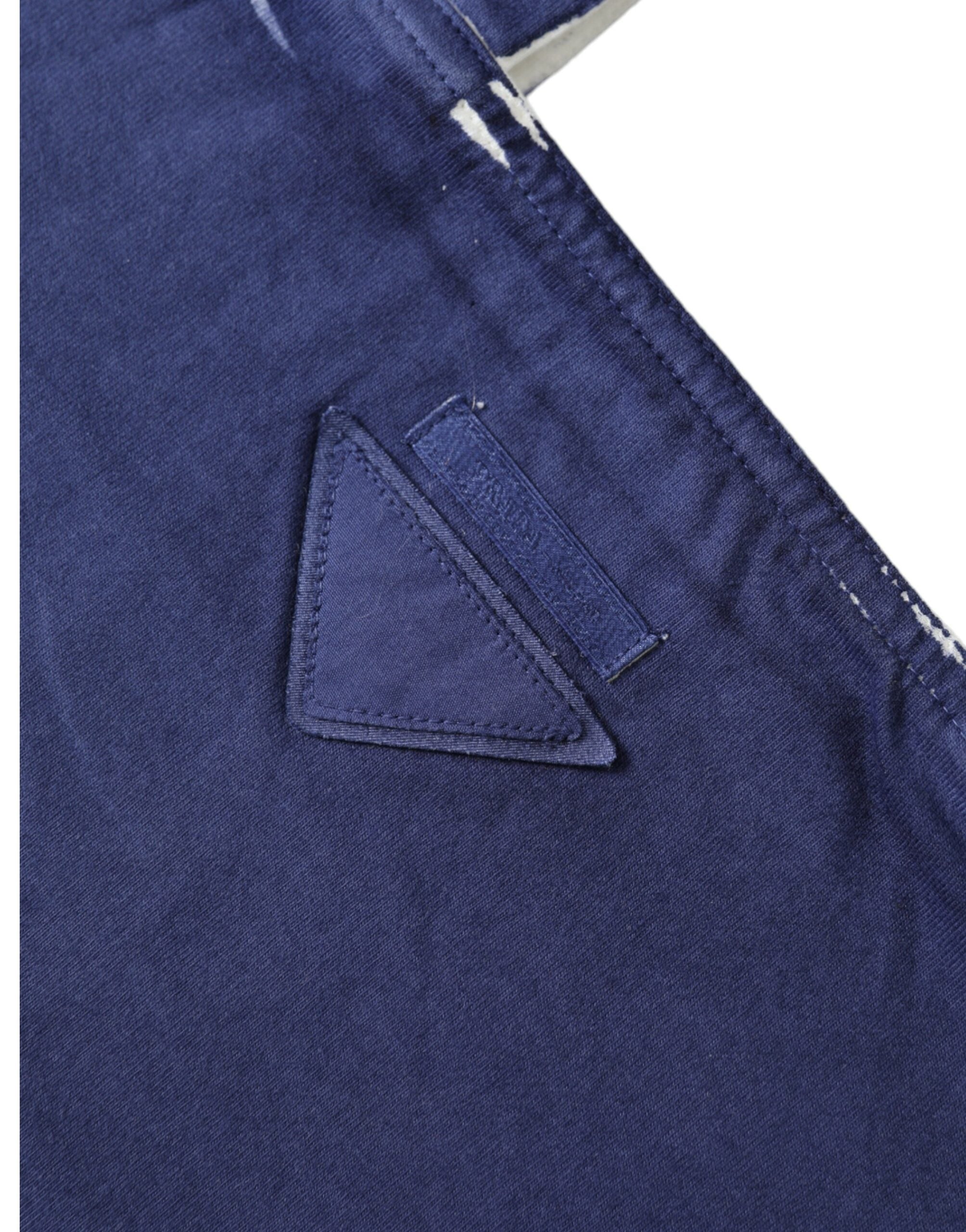 Prada Blå Jersey Stoff Logo Skulderveske Handlenett Handleveske