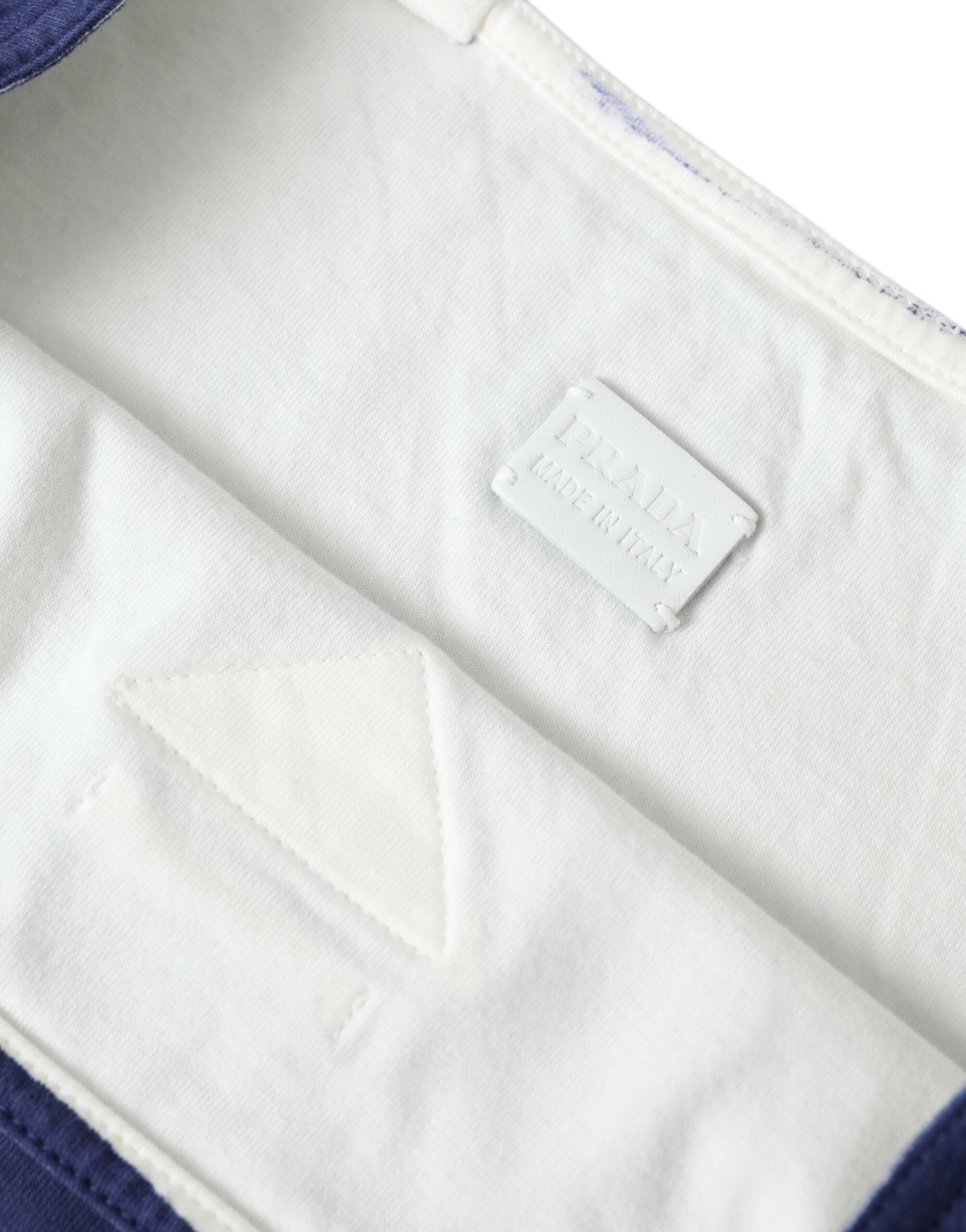 Prada Blå Jersey Stoff Logo Skulderveske Handlenett Handleveske
