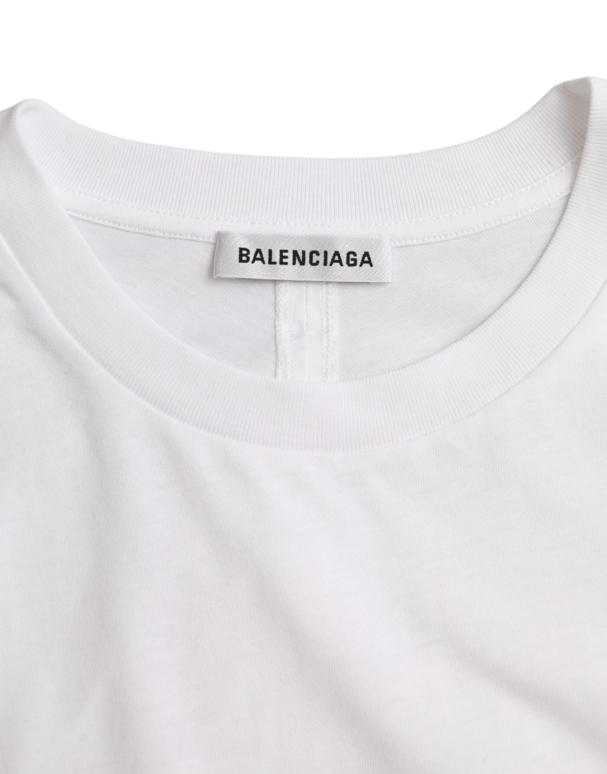 Balenciaga Hvit Bomull Rund Hals Korte Ermer T-skjorte