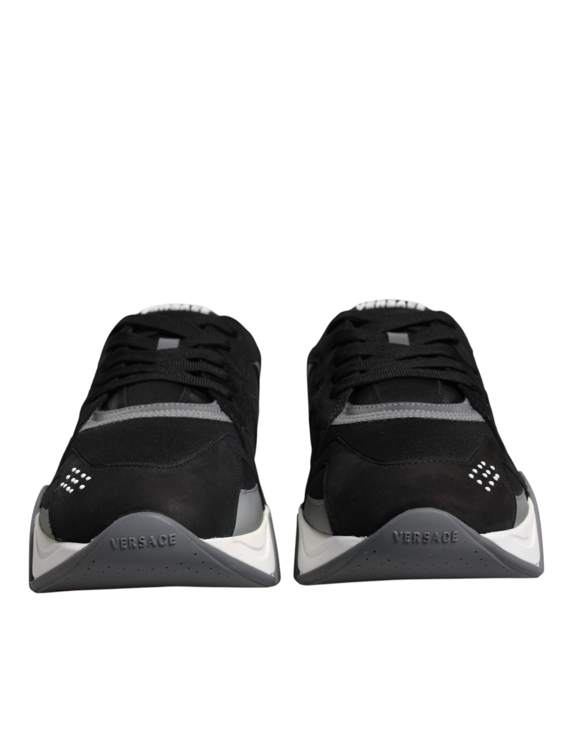 Versace Sorte Skinn Neopren Chunky Lave Joggesko Squalo Sko