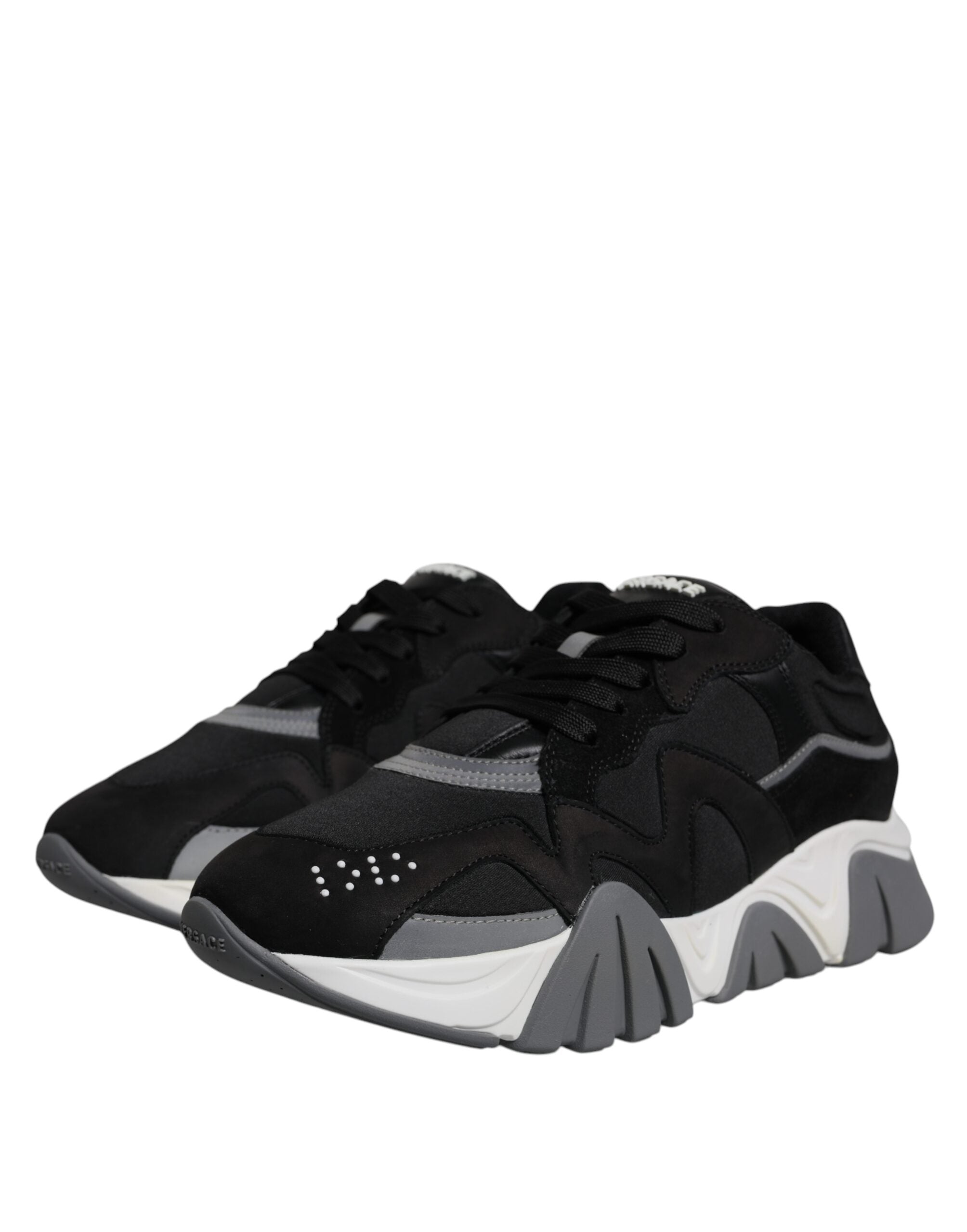 Versace Sorte Skinn Neopren Chunky Lave Joggesko Squalo Sko