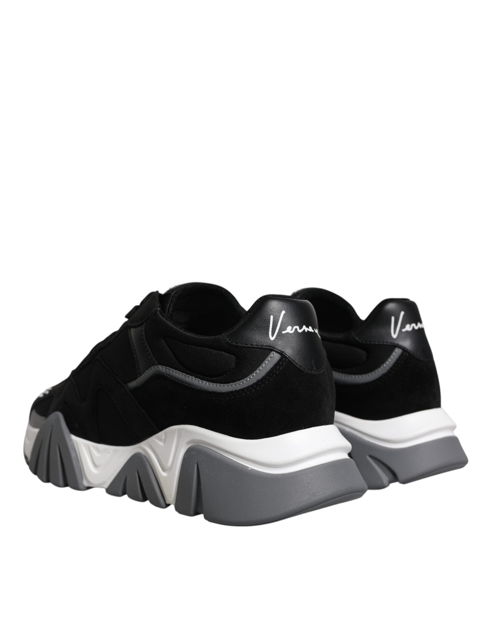 Versace Sorte Skinn Neopren Chunky Lave Joggesko Squalo Sko