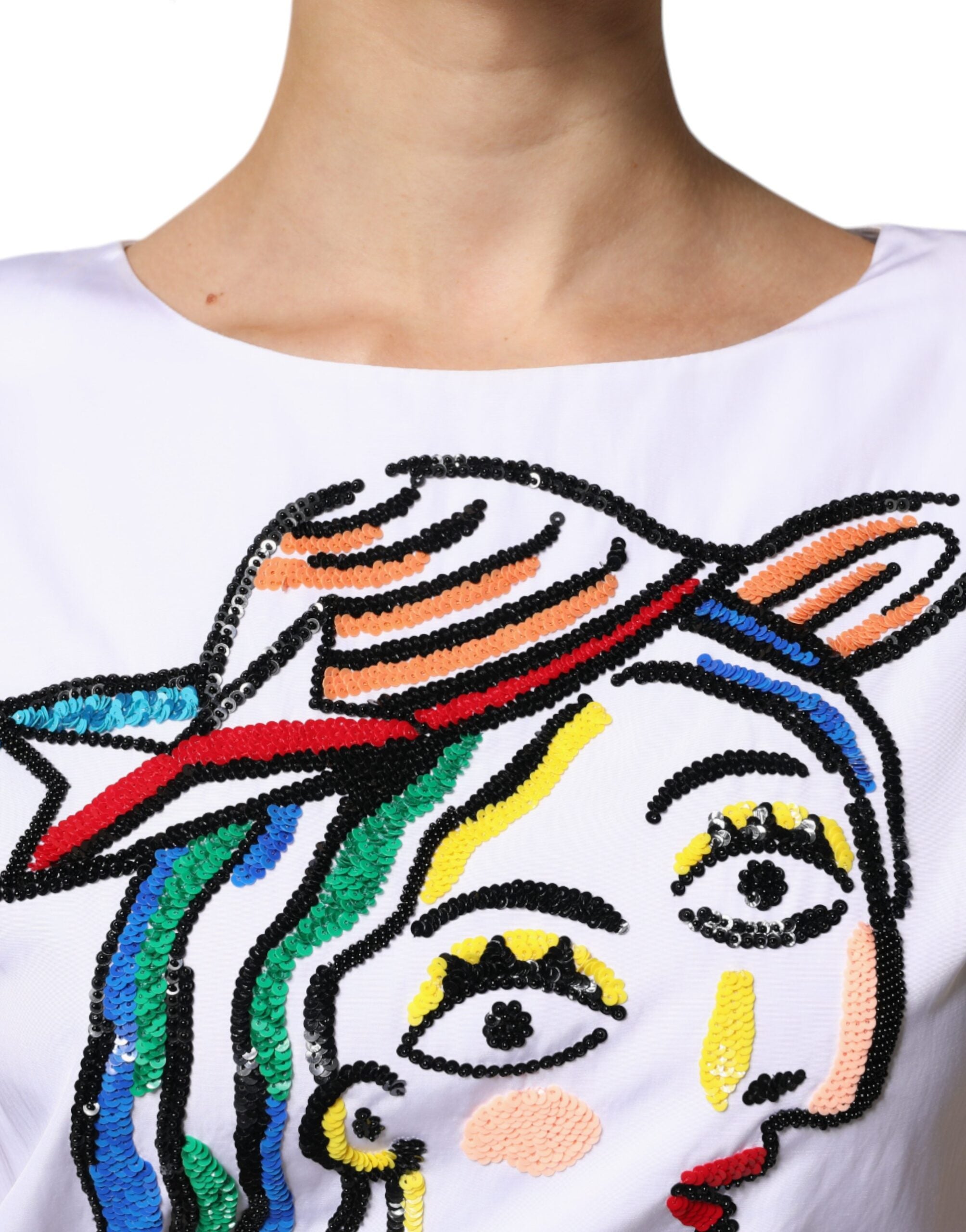 Moschino Couture hvit minikjole i viskose med trykk
