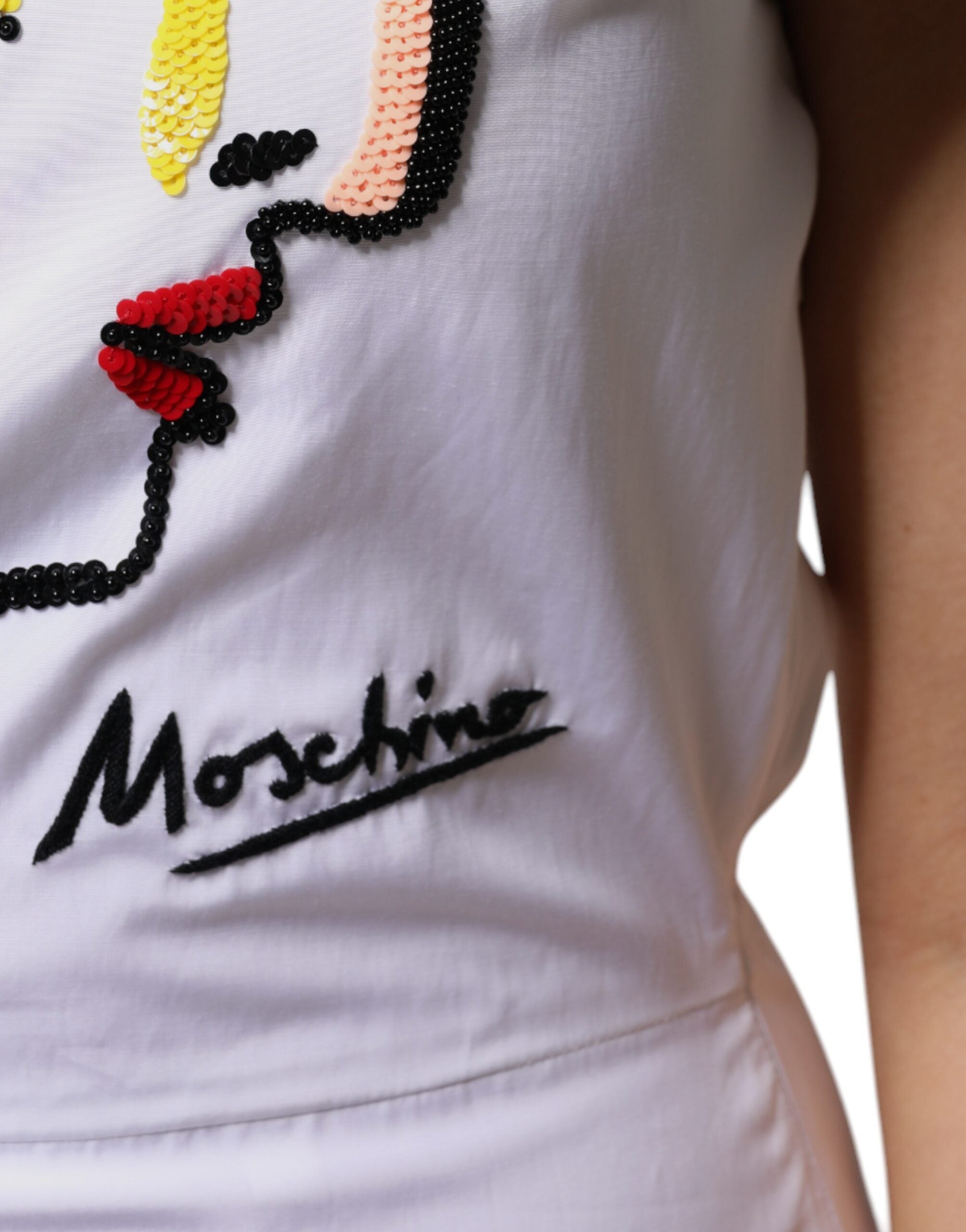 Moschino Couture hvit minikjole i viskose med trykk