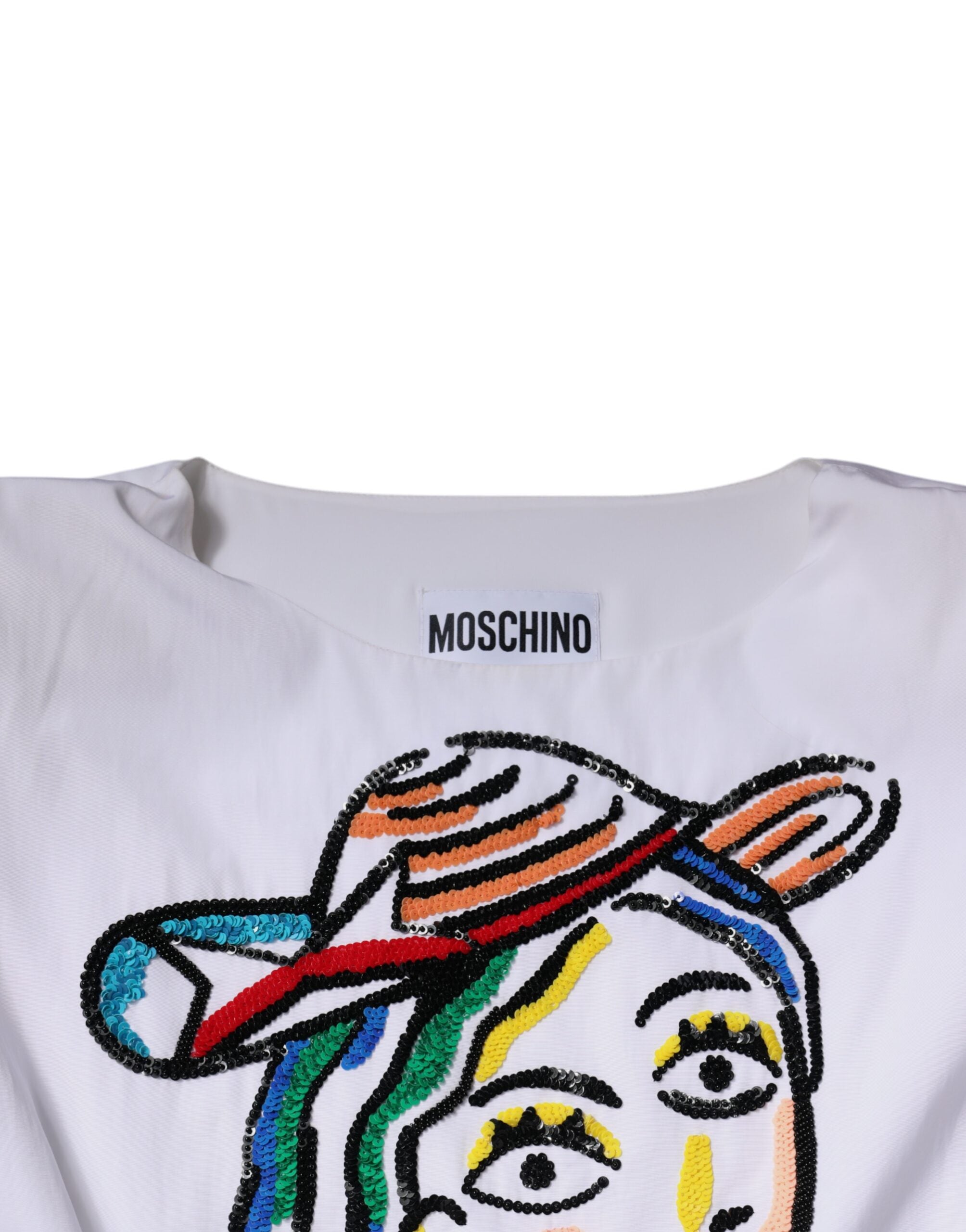 Moschino Couture hvit minikjole i viskose med trykk