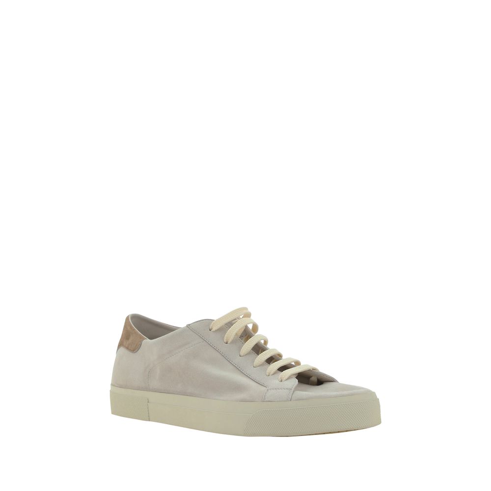 Zapatillas de cuero blancas cremosas Brunello Cucinelli