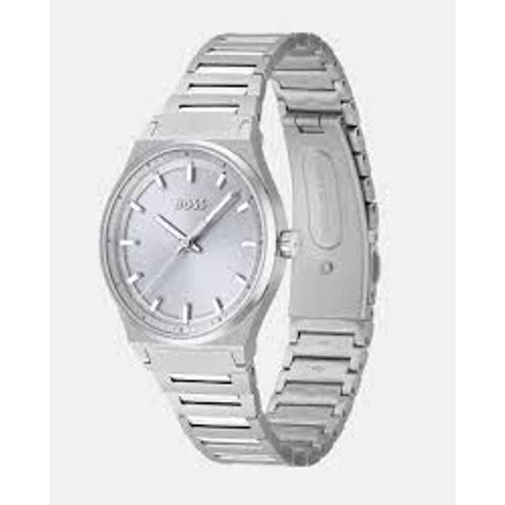 Reloj de vestir de acero inoxidable plateado