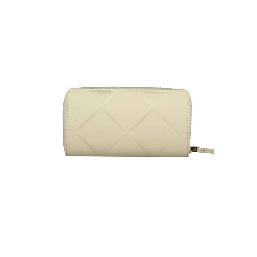 Billetera de poliéster beige para mujer