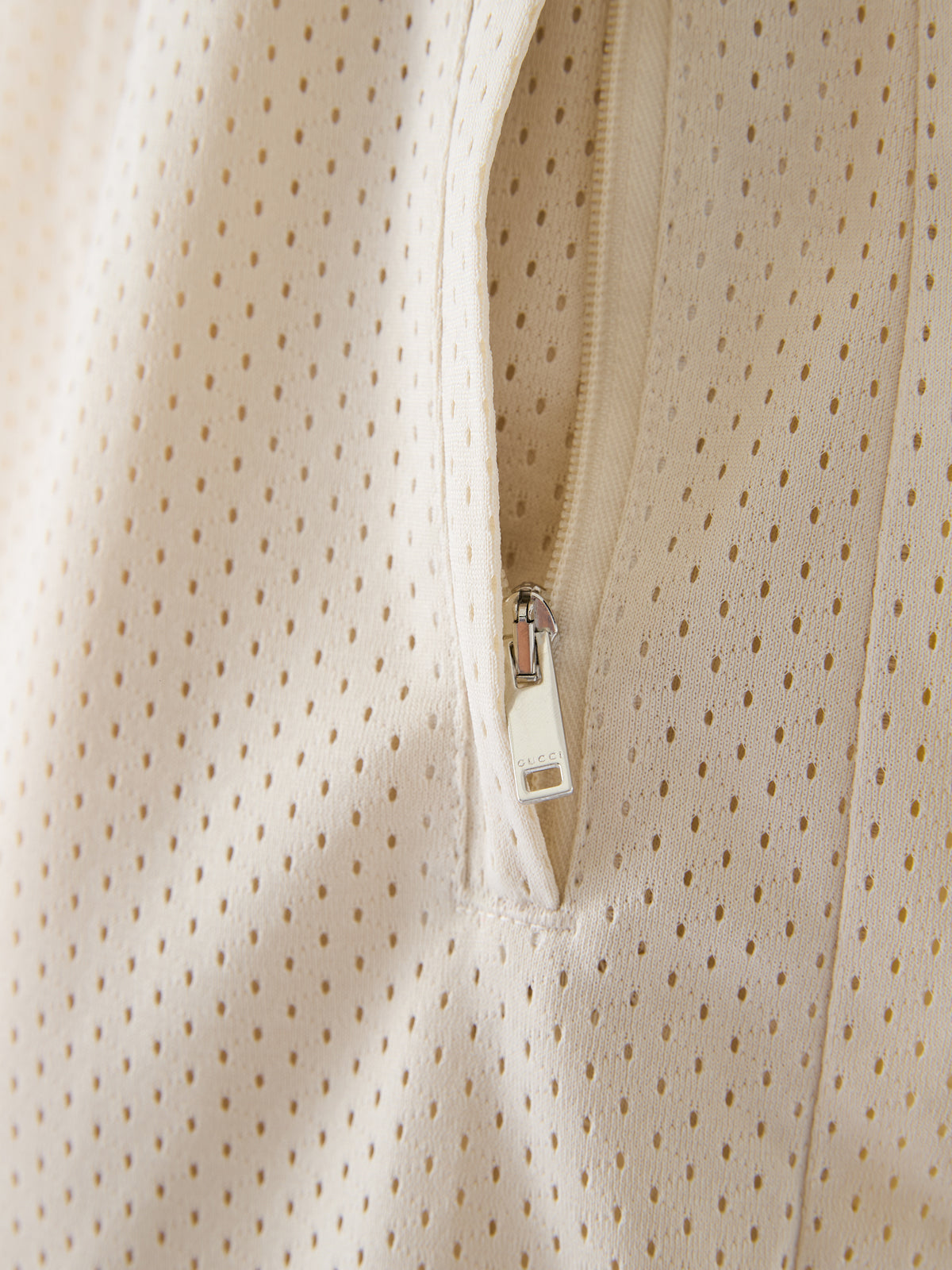 Cream polyester Logo Shorts