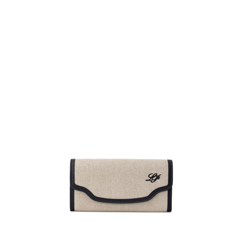 Billetera Loro Piana de Tela Beige y Cuero