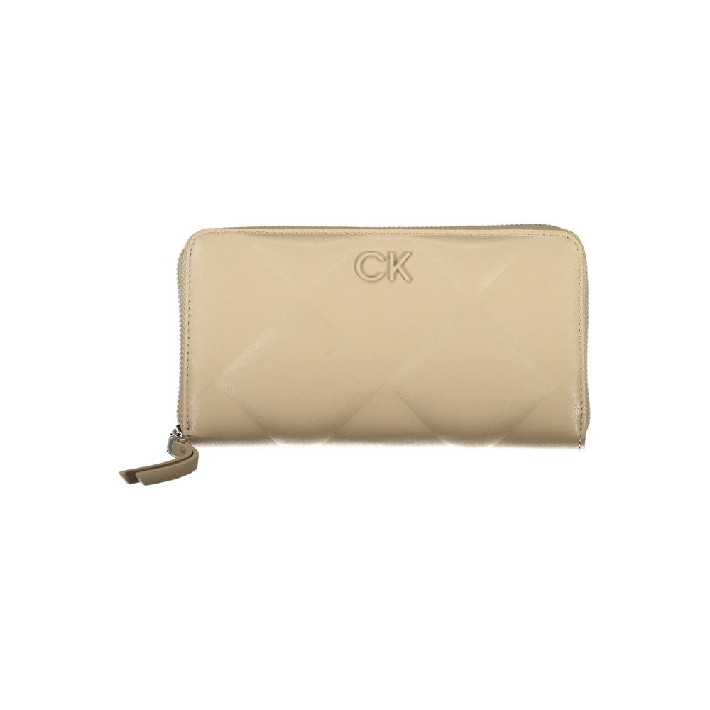 Billetera de poliéster beige para mujer
