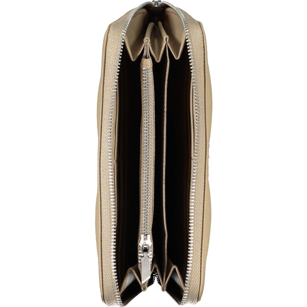 Billetera de poliéster beige para mujer