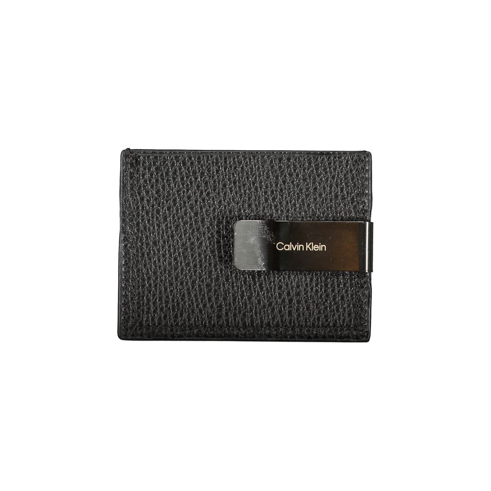 Tarjetero elegante de cuero con clip para billetes