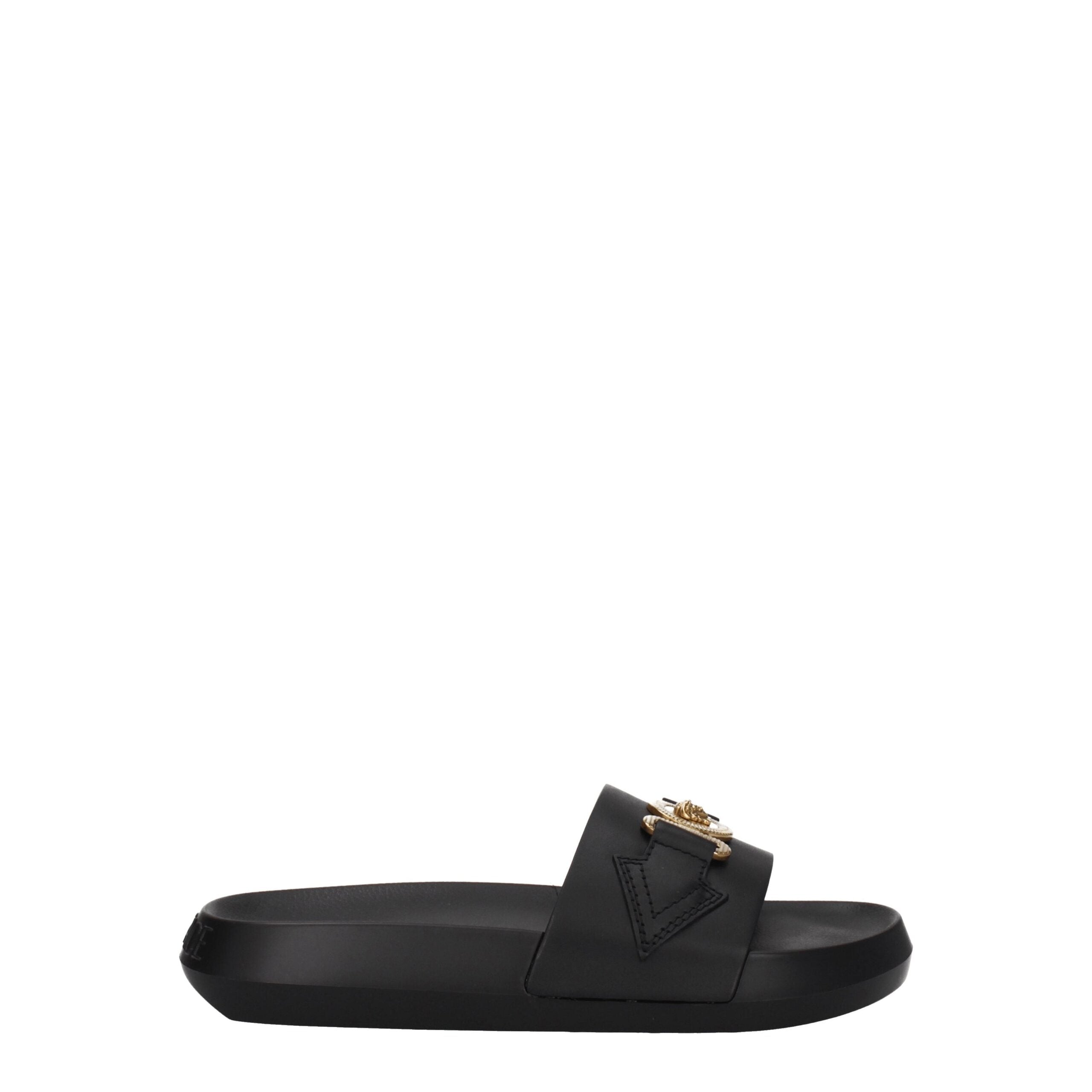Black Leather Slippers