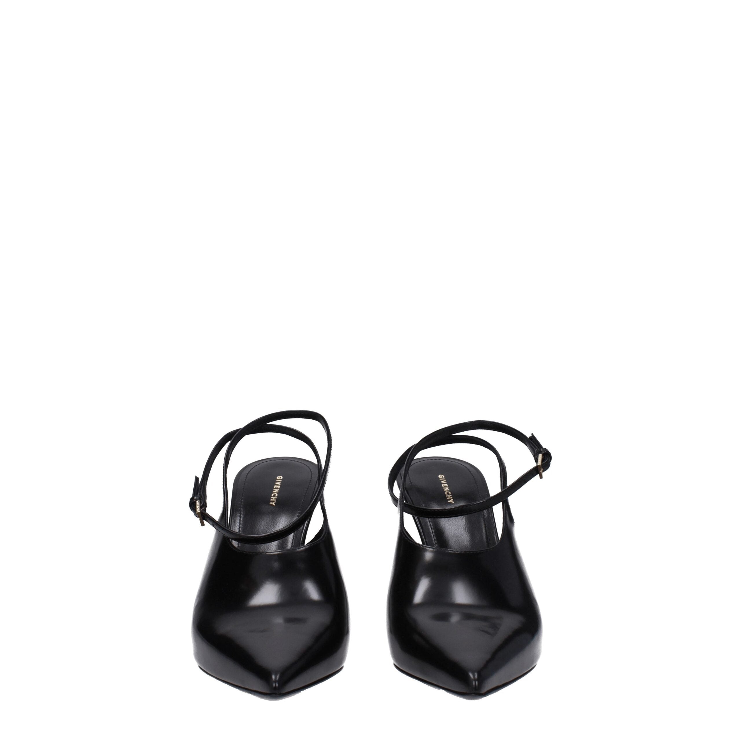 Black Leather High Heel Pumps