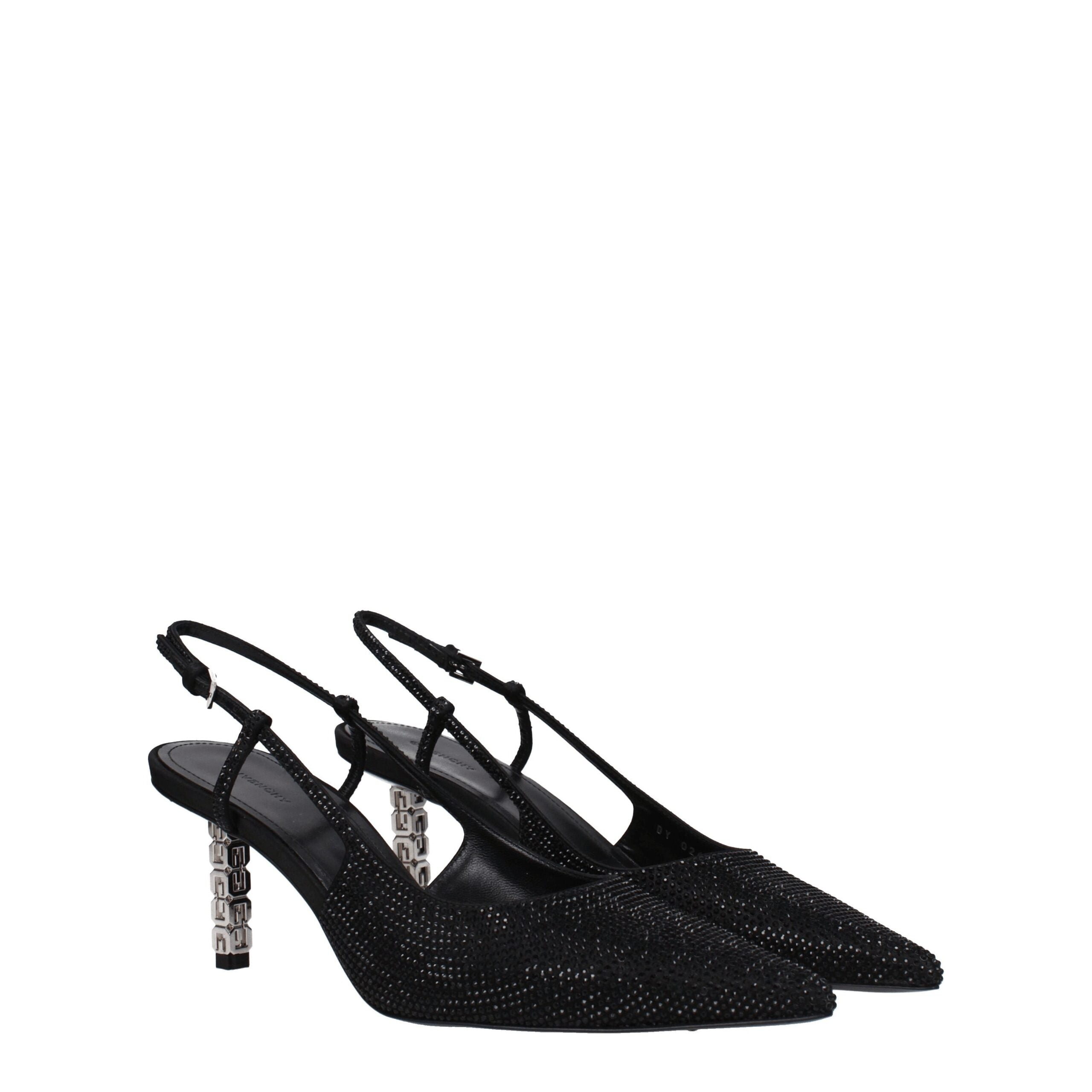 Black Fabric High Heel Pumps
