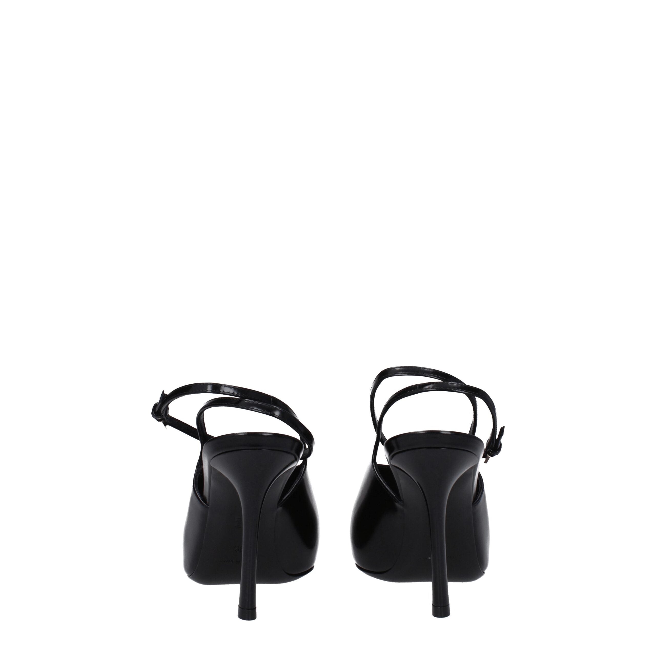Black Leather High Heel Pumps