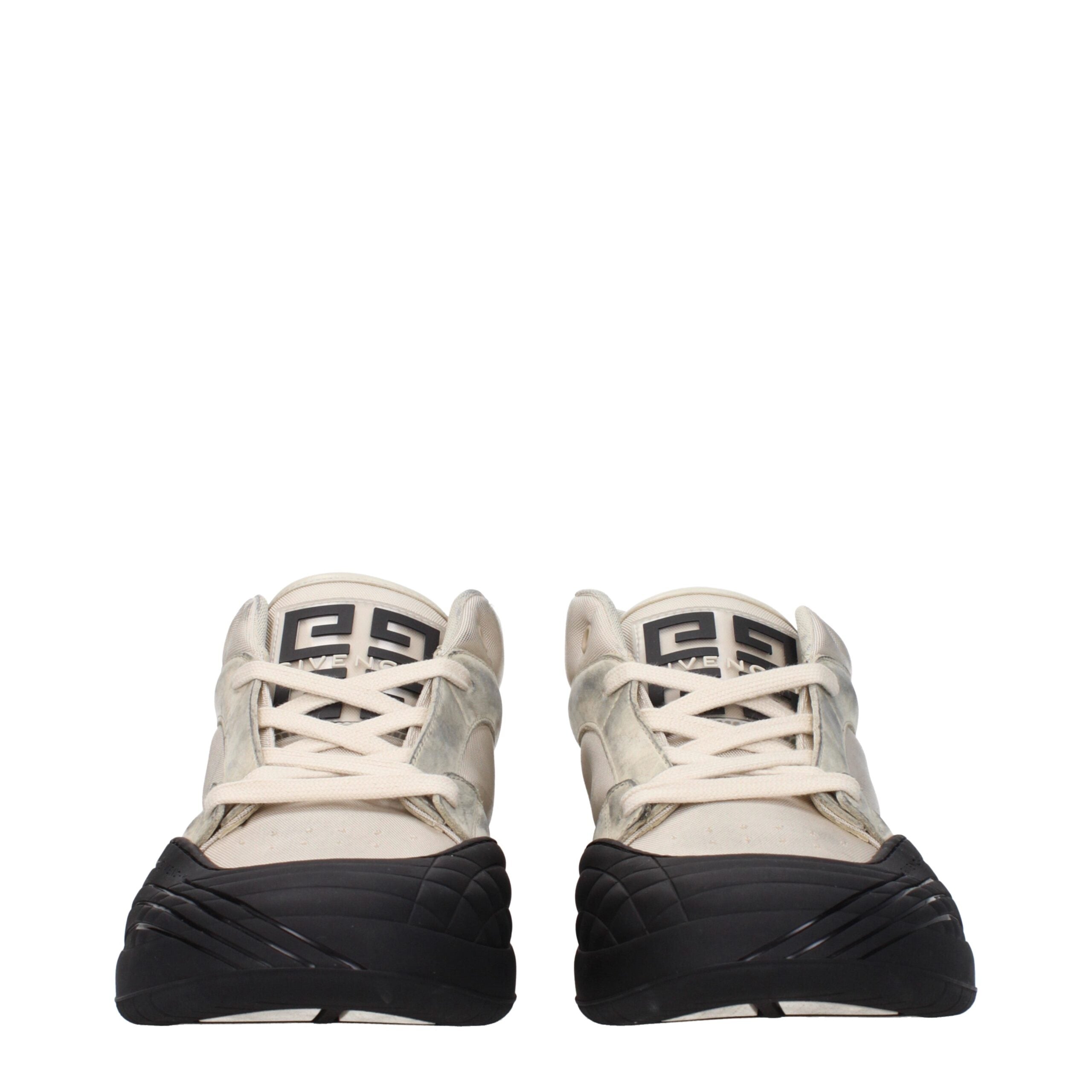 Beige Fabric Chunky Sneakers