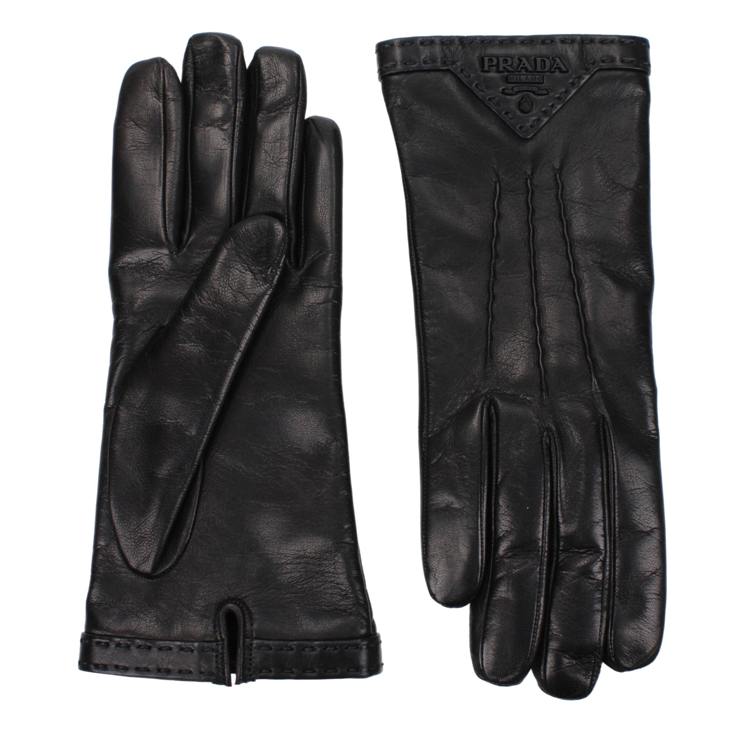 Guantes Prada de cuero negro