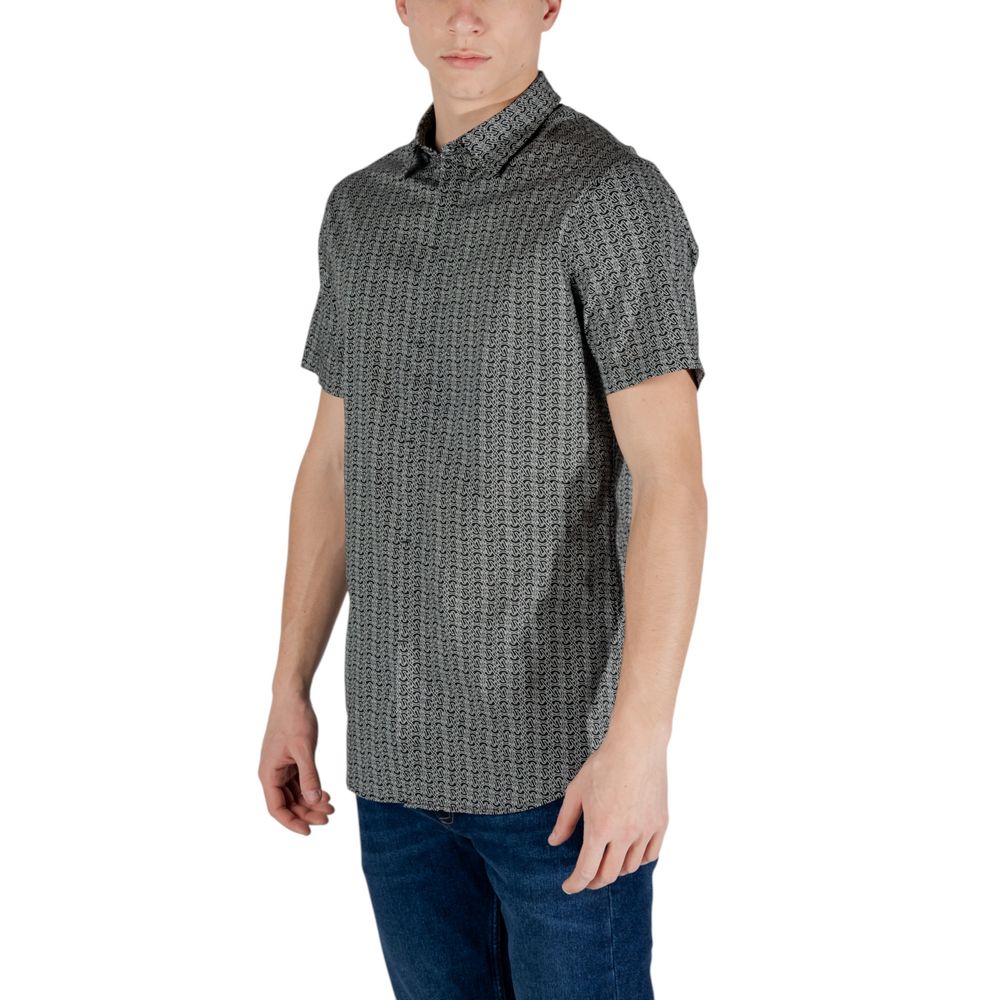 Armani Exchange Svart Kortarmet Bomullsskjorte