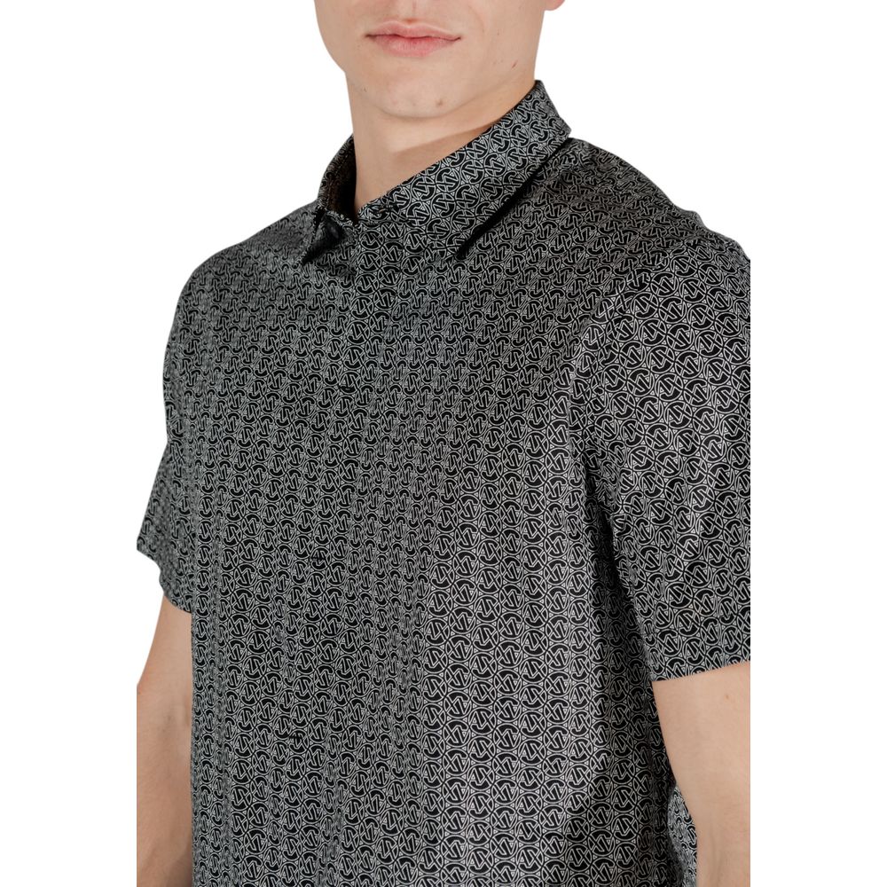 Armani Exchange Svart Kortarmet Bomullsskjorte