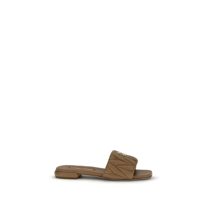 Miu Miu Beige Kalveskinn Bos Taurus Flate Sandaler