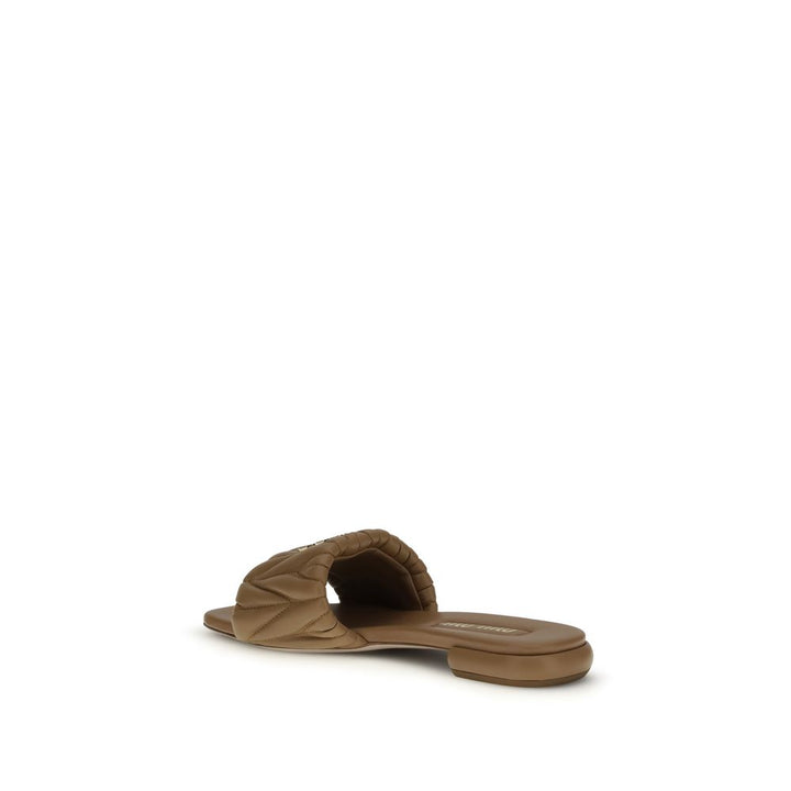 Miu Miu Beige Kalveskinn Bos Taurus Flate Sandaler