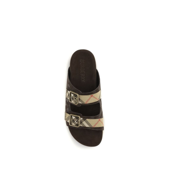 Burberry flate sandaler i brunt kalveskinn (Bos Taurus)
