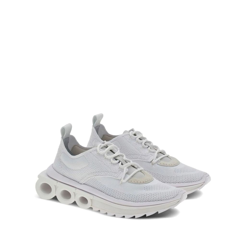 Salvatore Ferragamo hvite atletiske joggesko i nylon