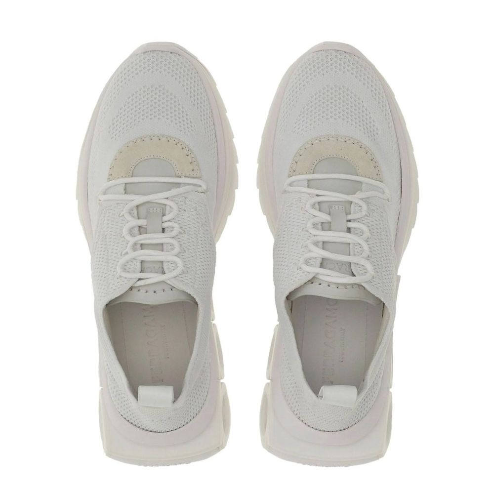 Salvatore Ferragamo hvite atletiske joggesko i nylon