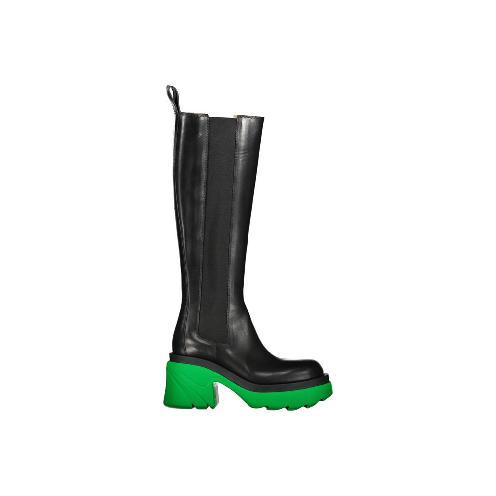 Black Leather High Heel Boots